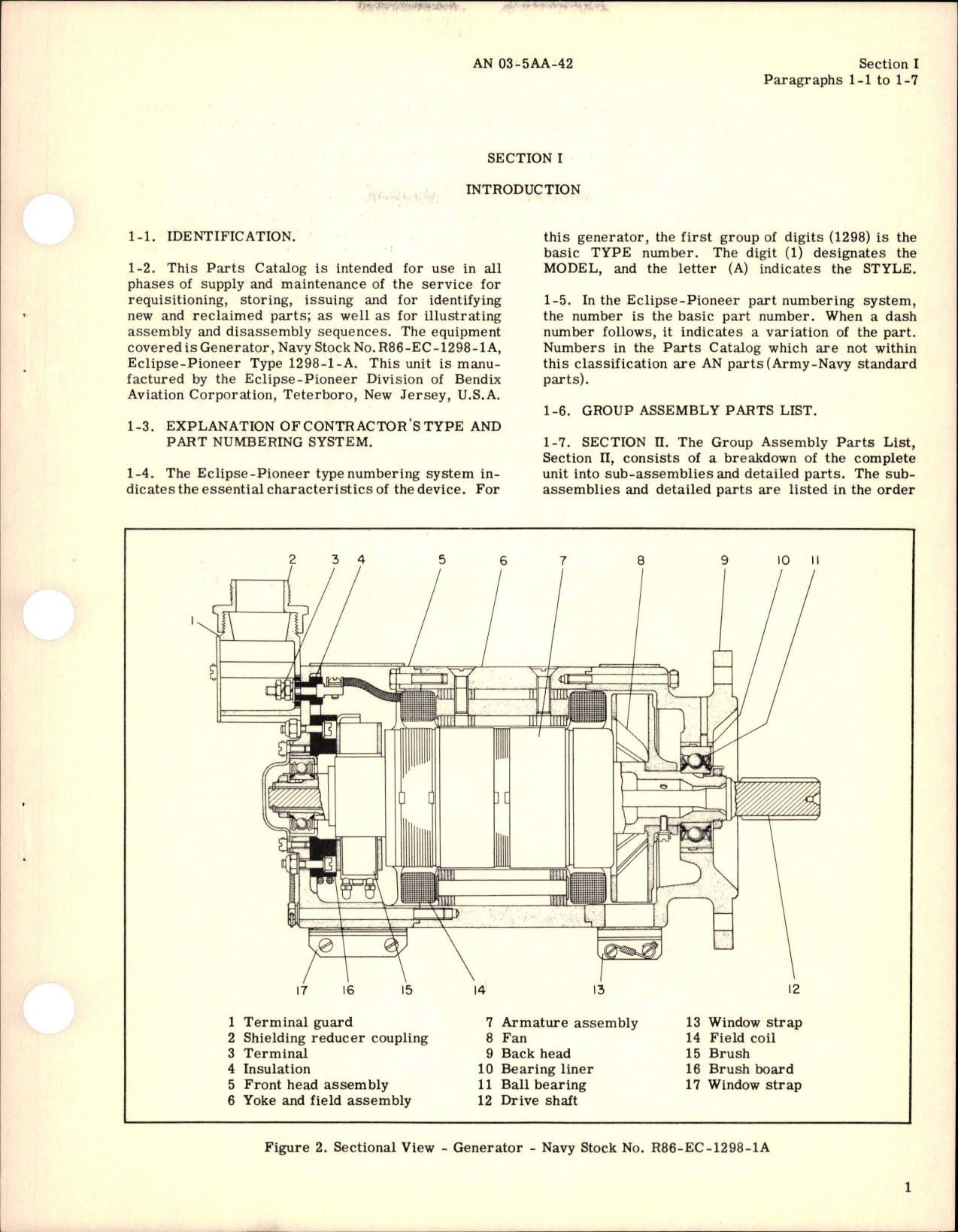 Sample page 5 from AirCorps Library document: Parts Catalog for Generator - Part 1298-1-A - Buaer DRW No. E-1635-1