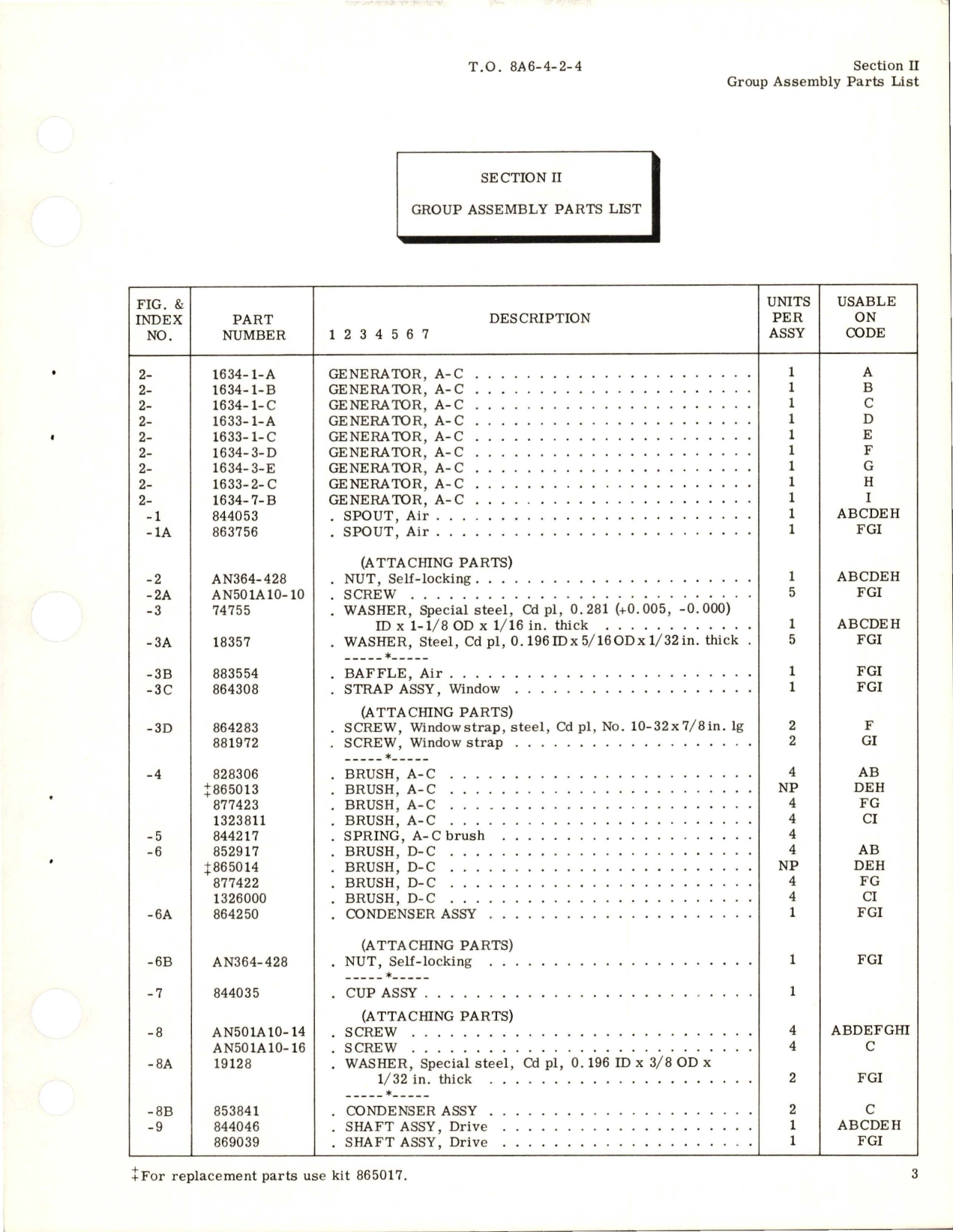 Sample page 7 from AirCorps Library document: Illustrated Parts Breakdown for Engine Driven A-C Generators - AF Types C-1 and C-3 - Navy Type NEA-10 