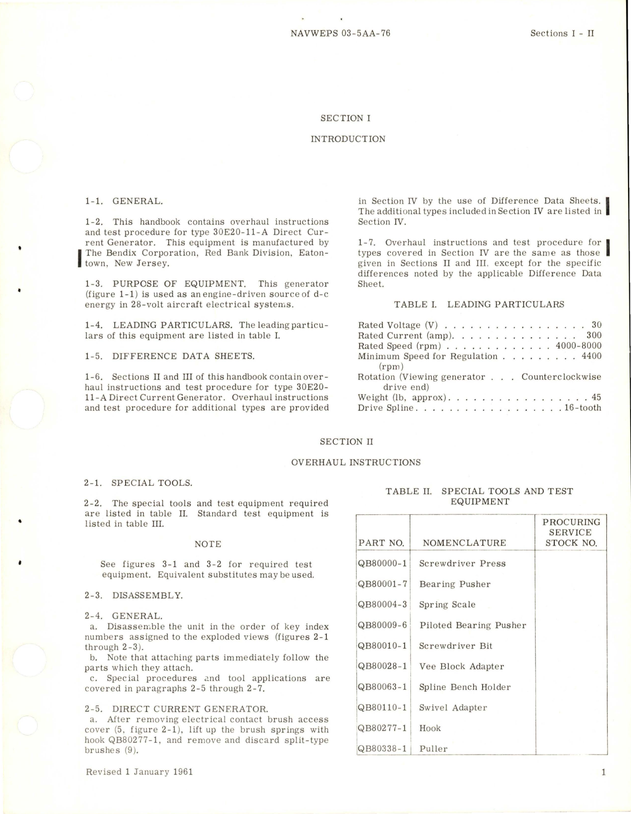 Sample page 5 from AirCorps Library document: Overhaul Instructions for Direct Current Generator - Type 30E20-5-B, 30E20-11-A, and 30E20-11-B