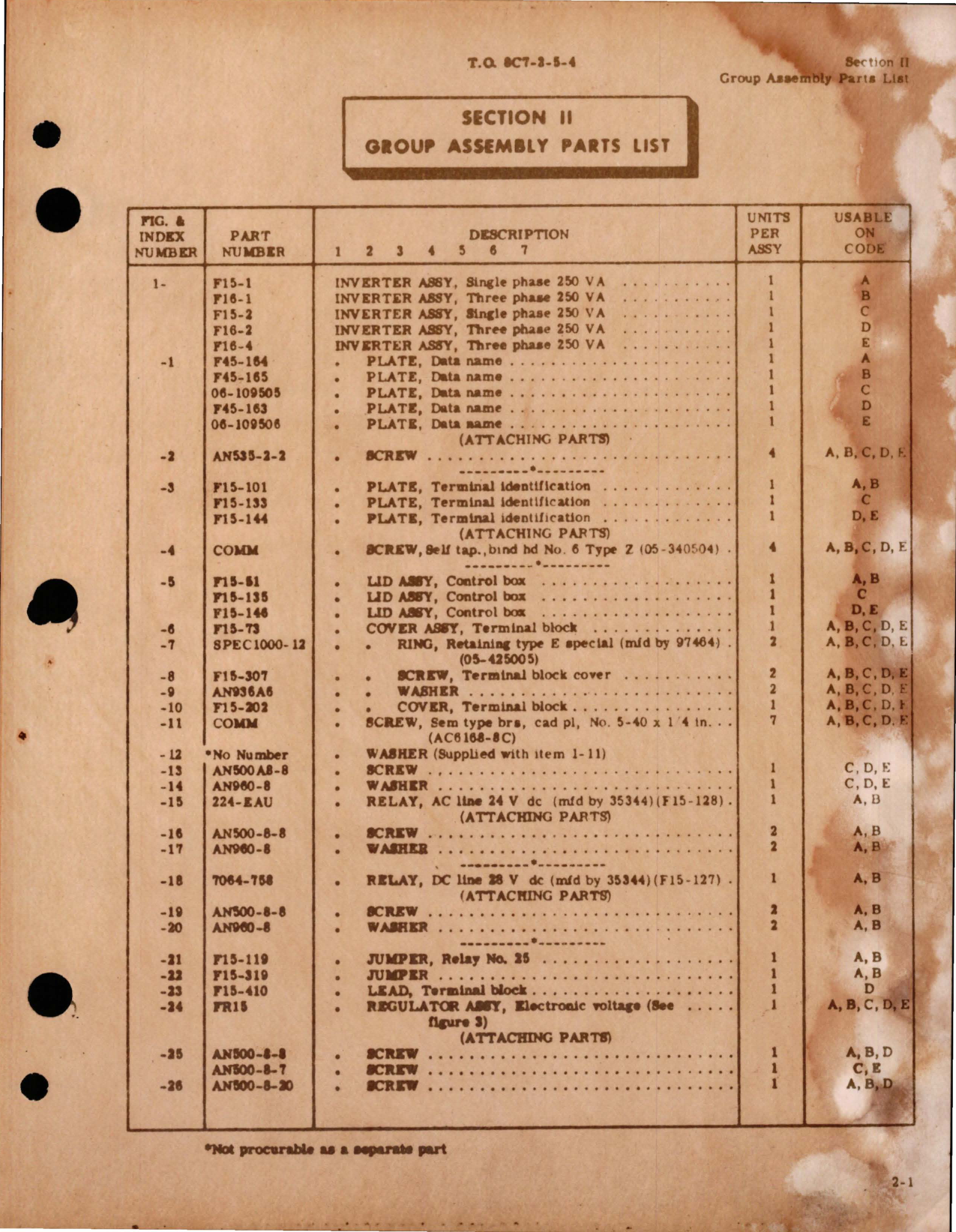 Sample page 7 from AirCorps Library document: Illustrated Parts Breakdown for Inverter - Models F15-1, F15-2, F15-2M, F16-1, F16-2, F16-4, and F16-4M