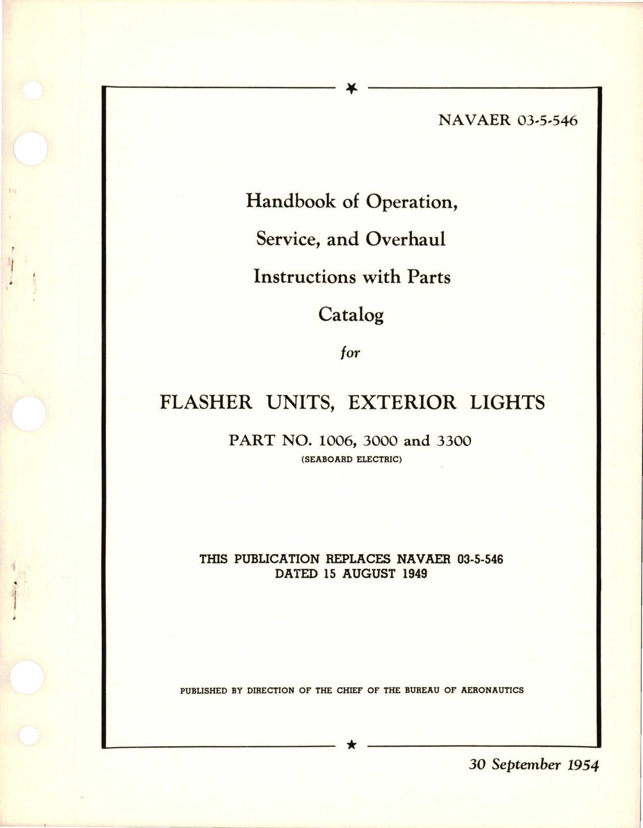 Sample page 1 from AirCorps Library document: Operation, Service and Overhaul Instructions with Parts Catalog for Exterior Lights Flasher Units - Parts 1006, 3000, and 3300