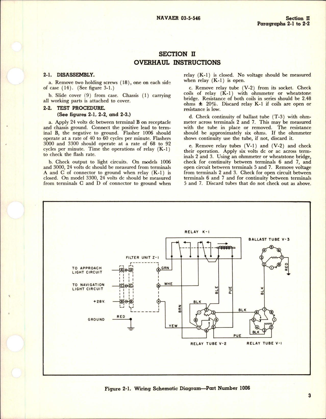 Sample page 5 from AirCorps Library document: Operation, Service and Overhaul Instructions with Parts Catalog for Exterior Lights Flasher Units - Parts 1006, 3000, and 3300