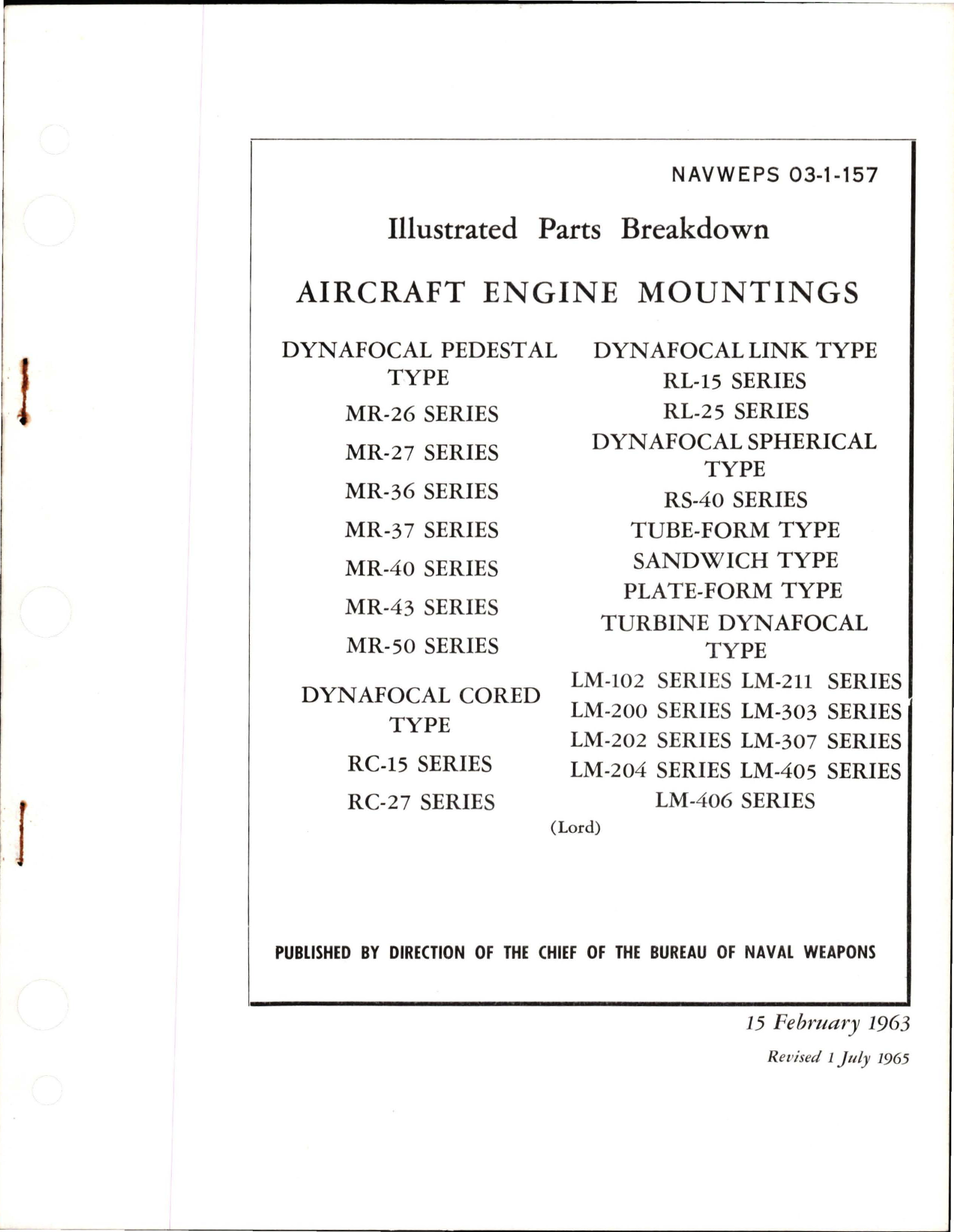 Sample page 1 from AirCorps Library document: Illustrated Parts Breakdown for Engine Mountings 