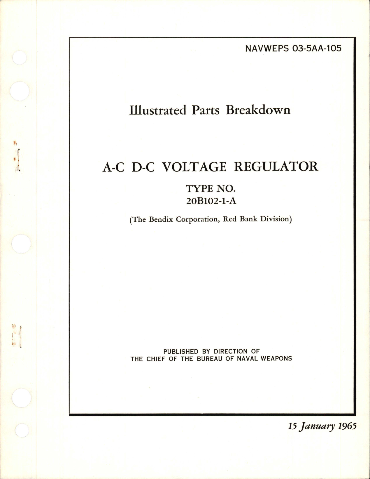 Sample page 1 from AirCorps Library document: Illustrated Parts Breakdown for A-C D-C Voltage Regulator - Type 20B102-1-A