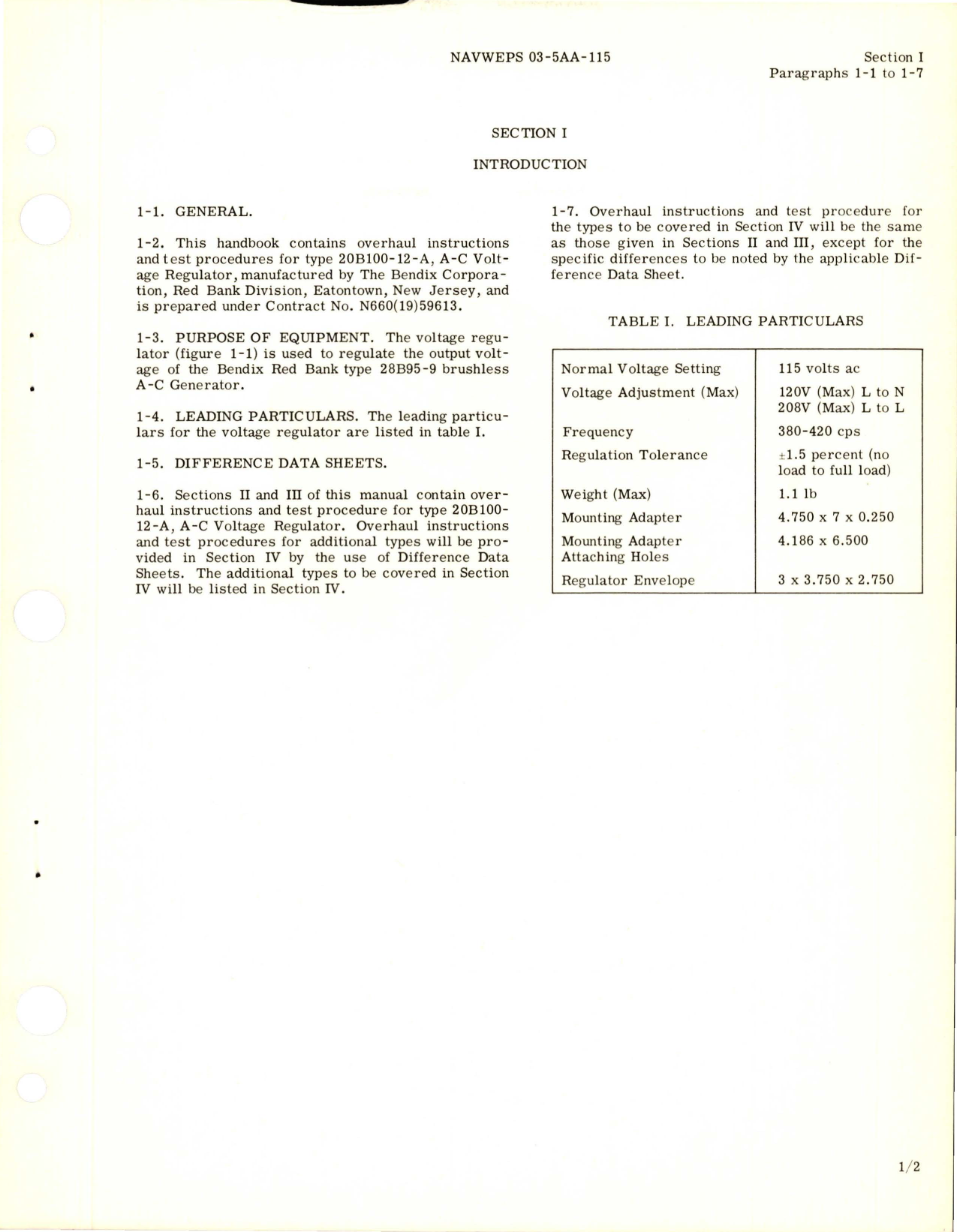 Sample page 5 from AirCorps Library document: Overhaul Instructions for A-C Voltage Regulator - Type 20B100-12-A 