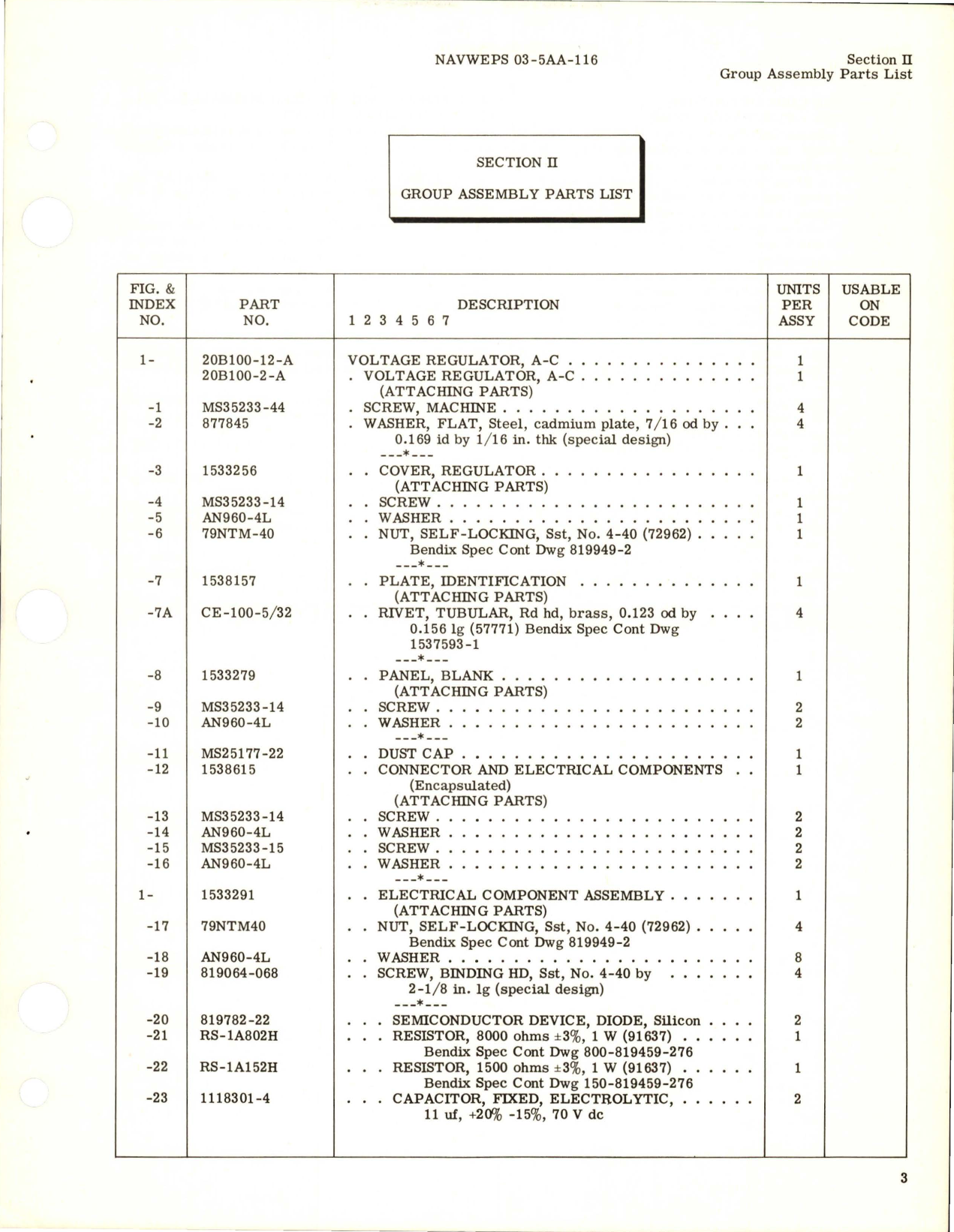 Sample page 5 from AirCorps Library document: Illustrated Parts Breakdown for A-C Voltage Regulator - Type 20B100-12-A