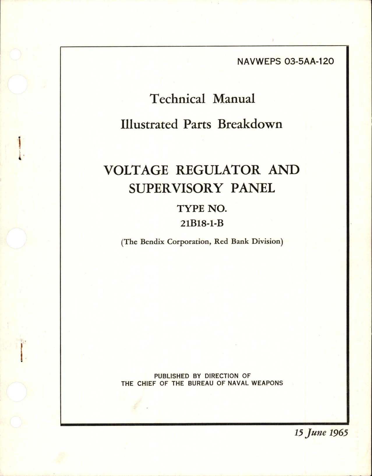 Sample page 1 from AirCorps Library document: Illustrated Parts Breakdown for Voltage Regulator & Supervisory Panel - Type 21B18-1-B