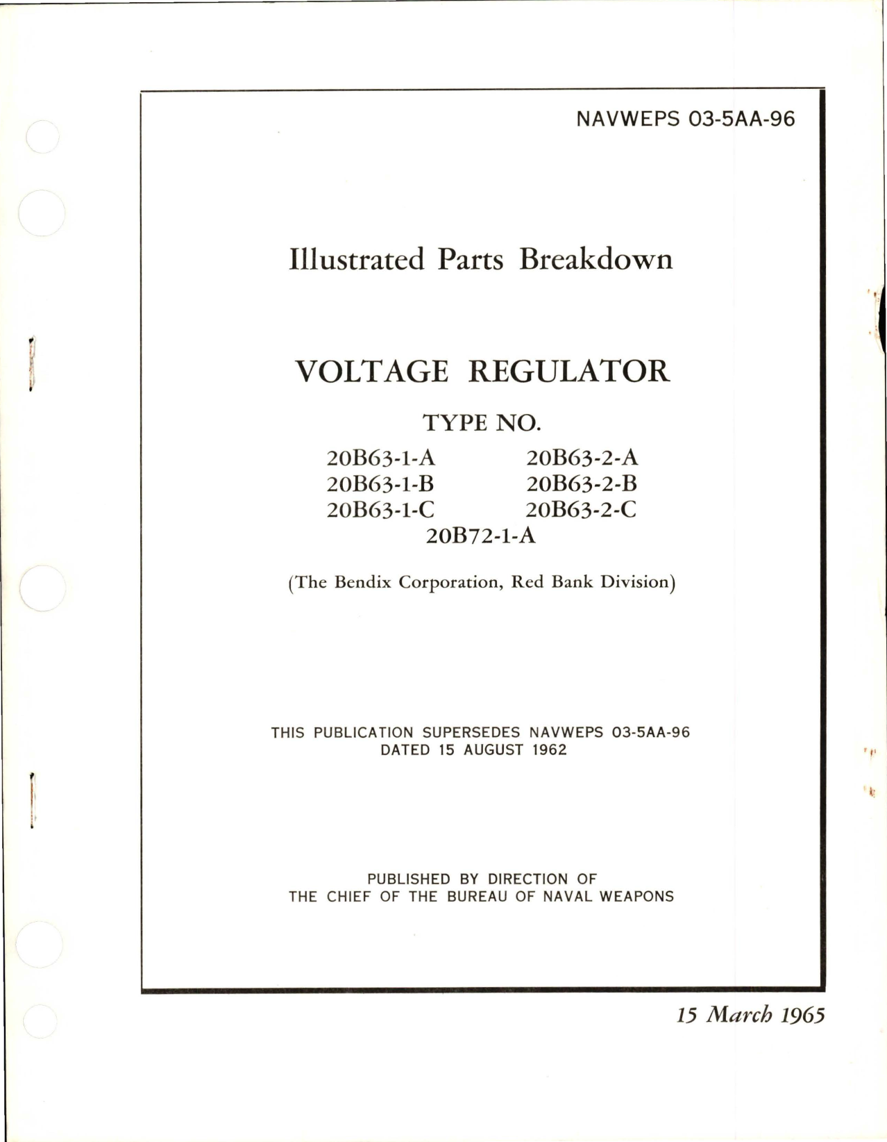Sample page 1 from AirCorps Library document: Illustrated Parts Breakdown for Voltage Regulator 
