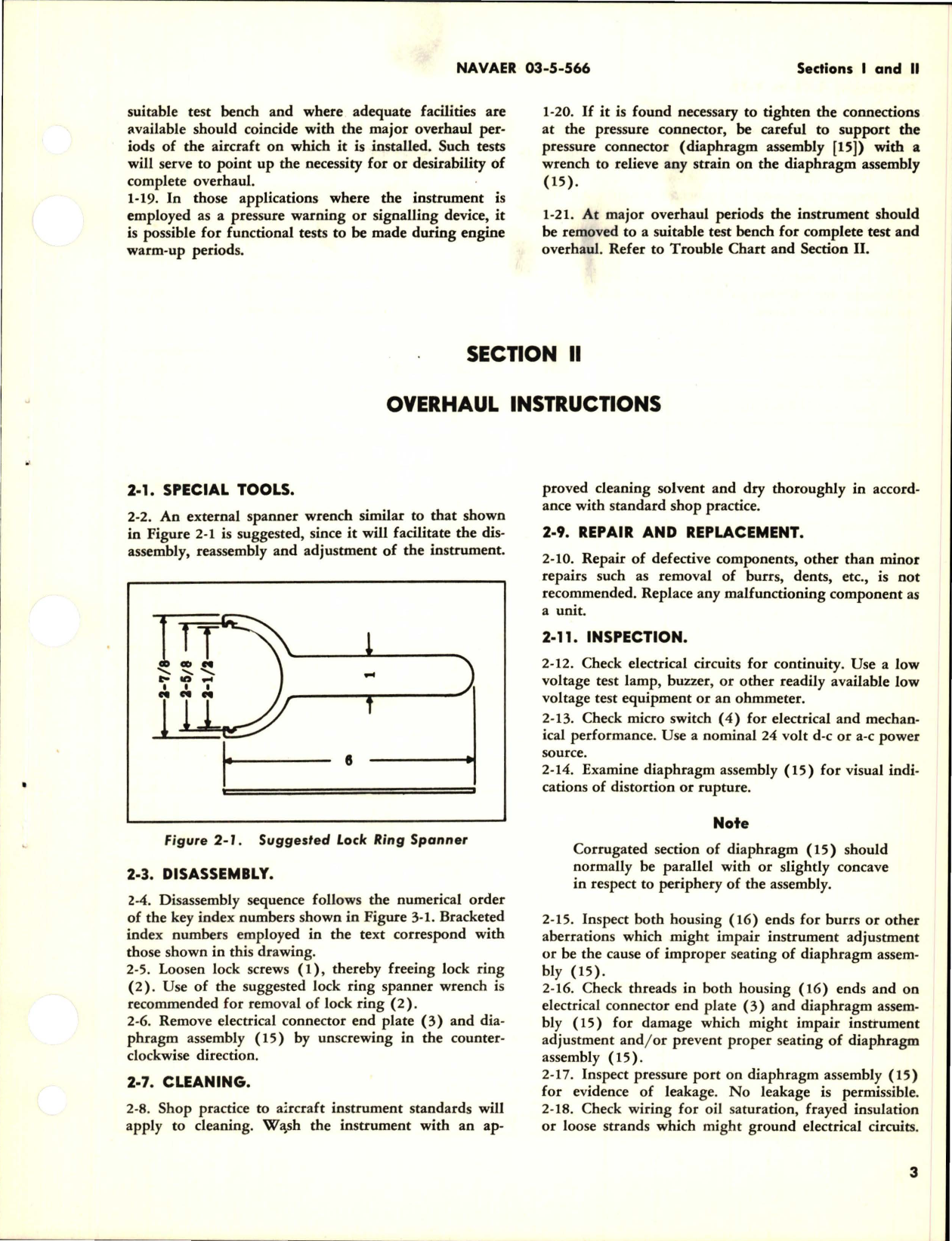 Sample page 5 from AirCorps Library document: Operation, Service and Overhaul Instructions with Parts Breakdown for Pressure Actuated Switch - Model 410-1-19