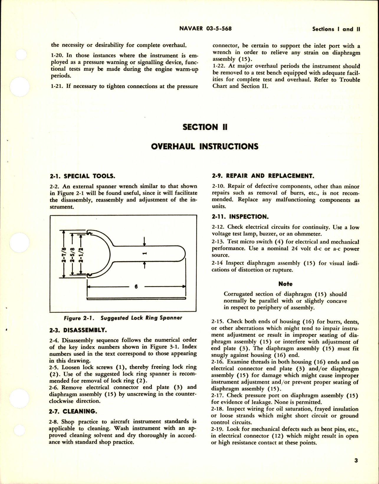 Sample page 5 from AirCorps Library document: Operation, Service & Overhaul Instructions w Parts Breakdown for Pressure Actuated Switch - Model 410-16-119 