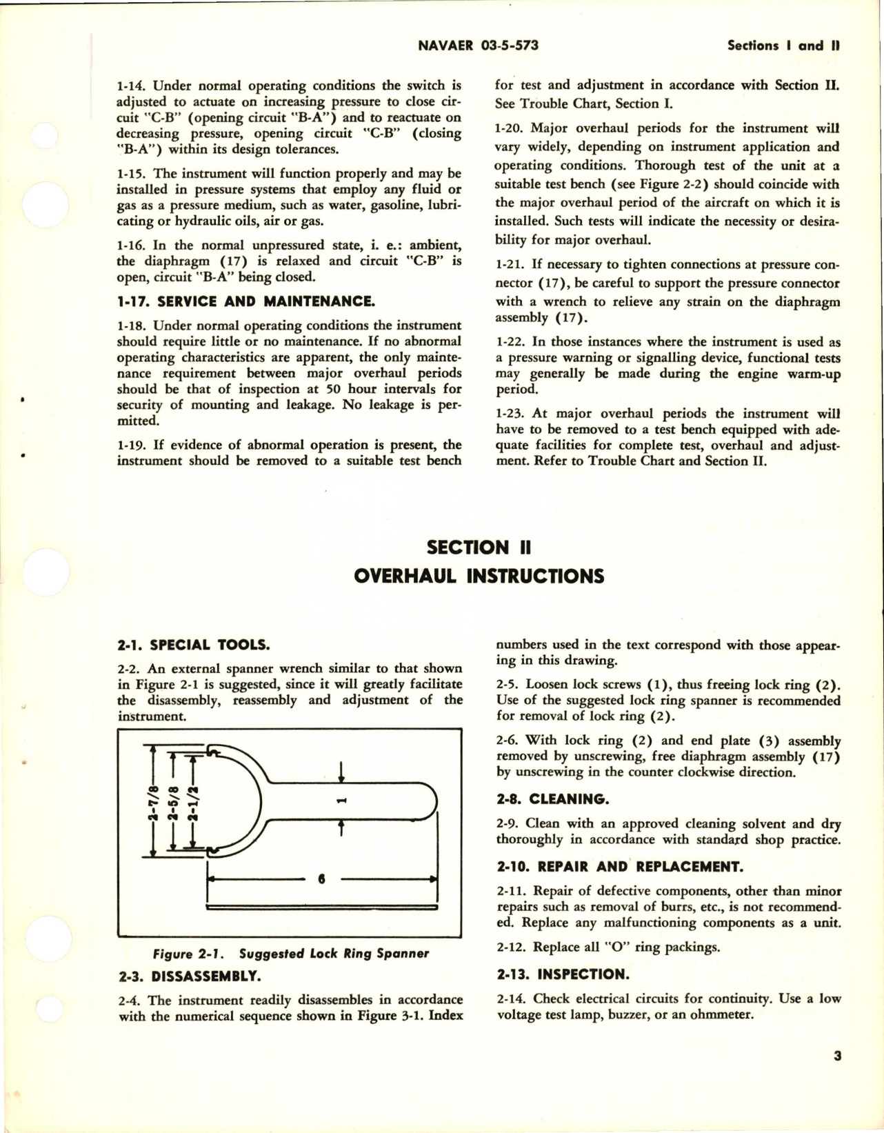 Sample page 5 from AirCorps Library document: Operation, Service and Overhaul Instructions with Parts Breakdown for Pressure Actuated Switch - Model 417-22B-39