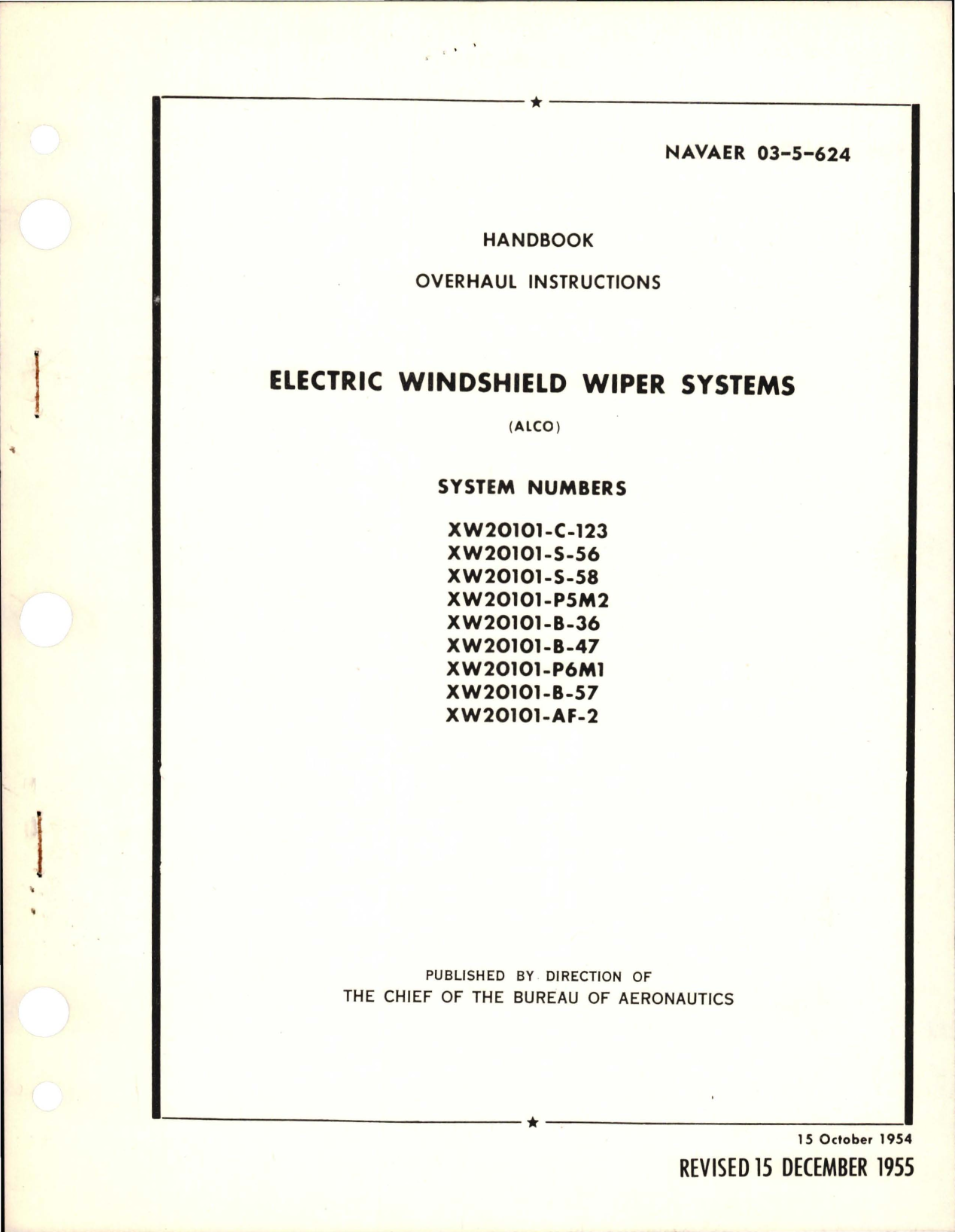 Sample page 1 from AirCorps Library document: Overhaul Instructions for Electric Windshield Wiper Systems  