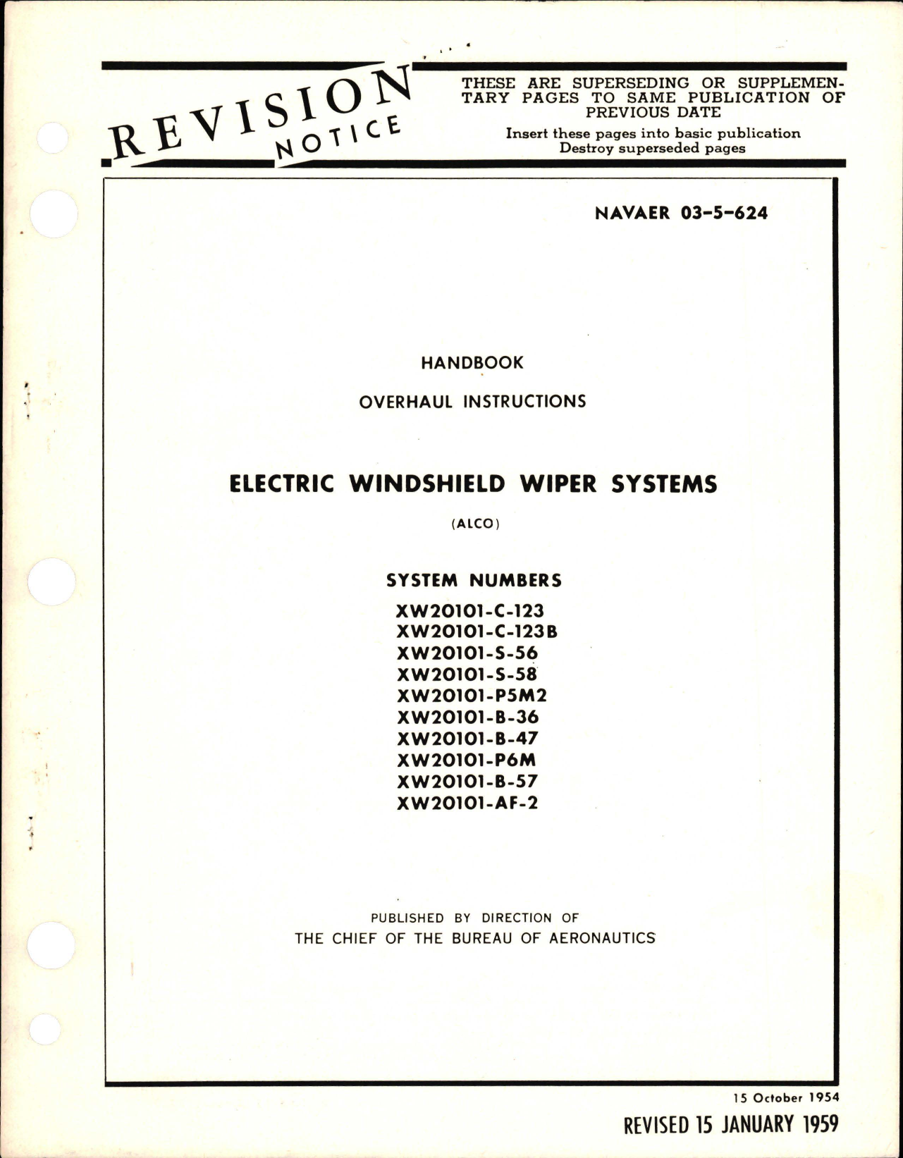 Sample page 1 from AirCorps Library document: Overhaul Instructions for Electric Windshield Wiper Systems