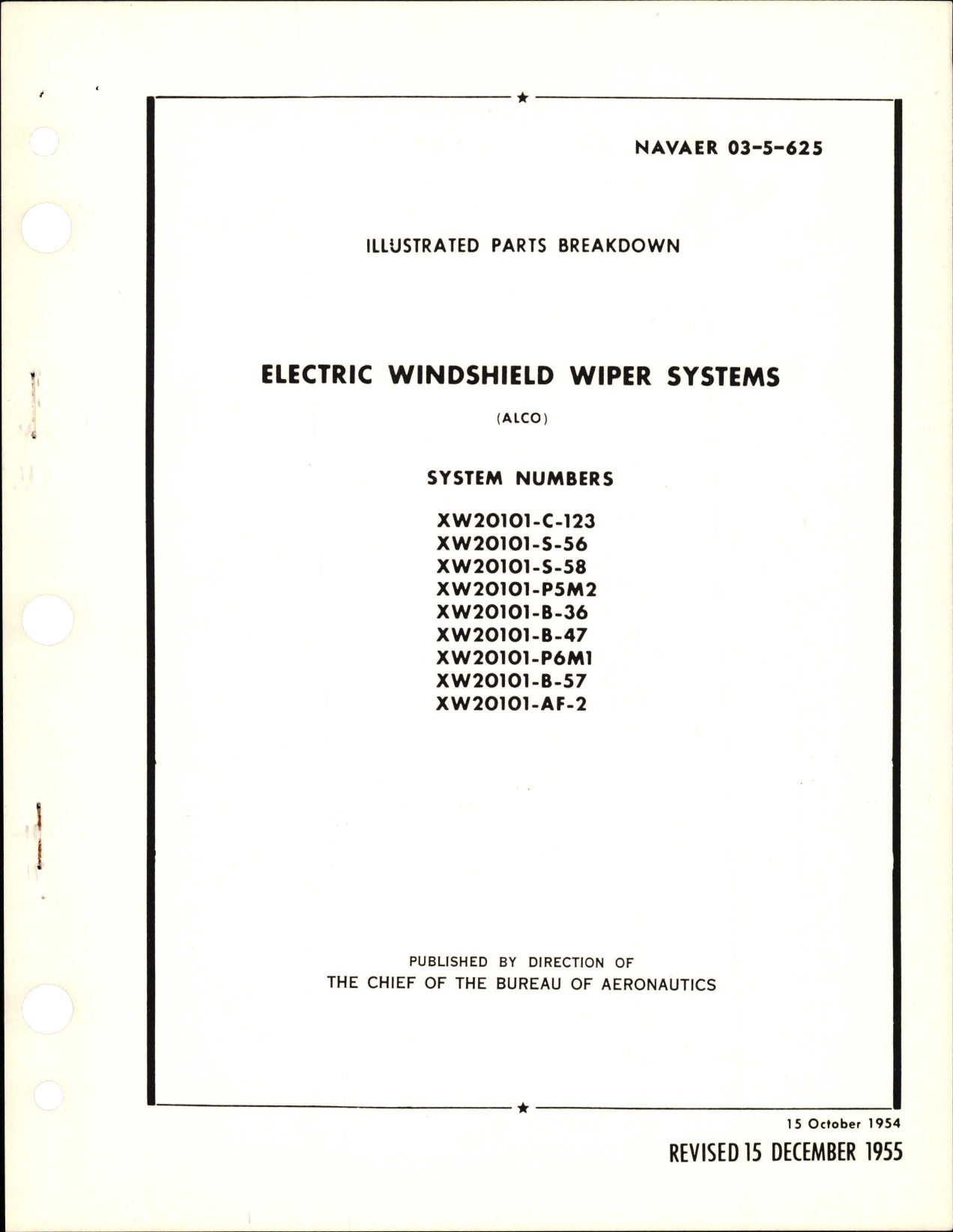 Sample page 1 from AirCorps Library document: Illustrated Parts Breakdown for Electric Windshield Wiper System 