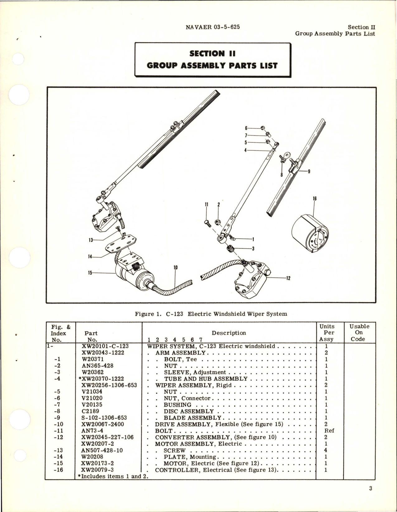 Sample page 5 from AirCorps Library document: Illustrated Parts Breakdown for Electric Windshield Wiper System 