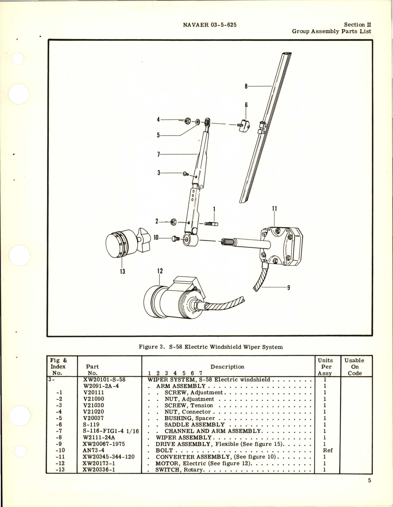 Sample page 7 from AirCorps Library document: Illustrated Parts Breakdown for Electric Windshield Wiper System 