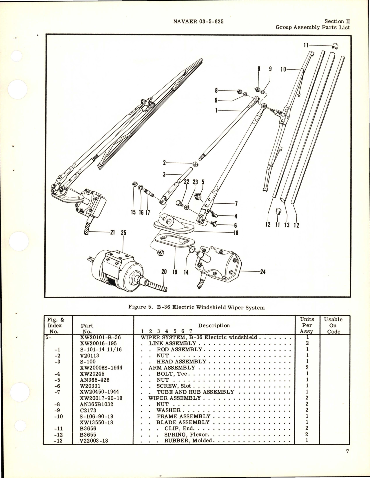 Sample page 9 from AirCorps Library document: Illustrated Parts Breakdown for Electric Windshield Wiper System 