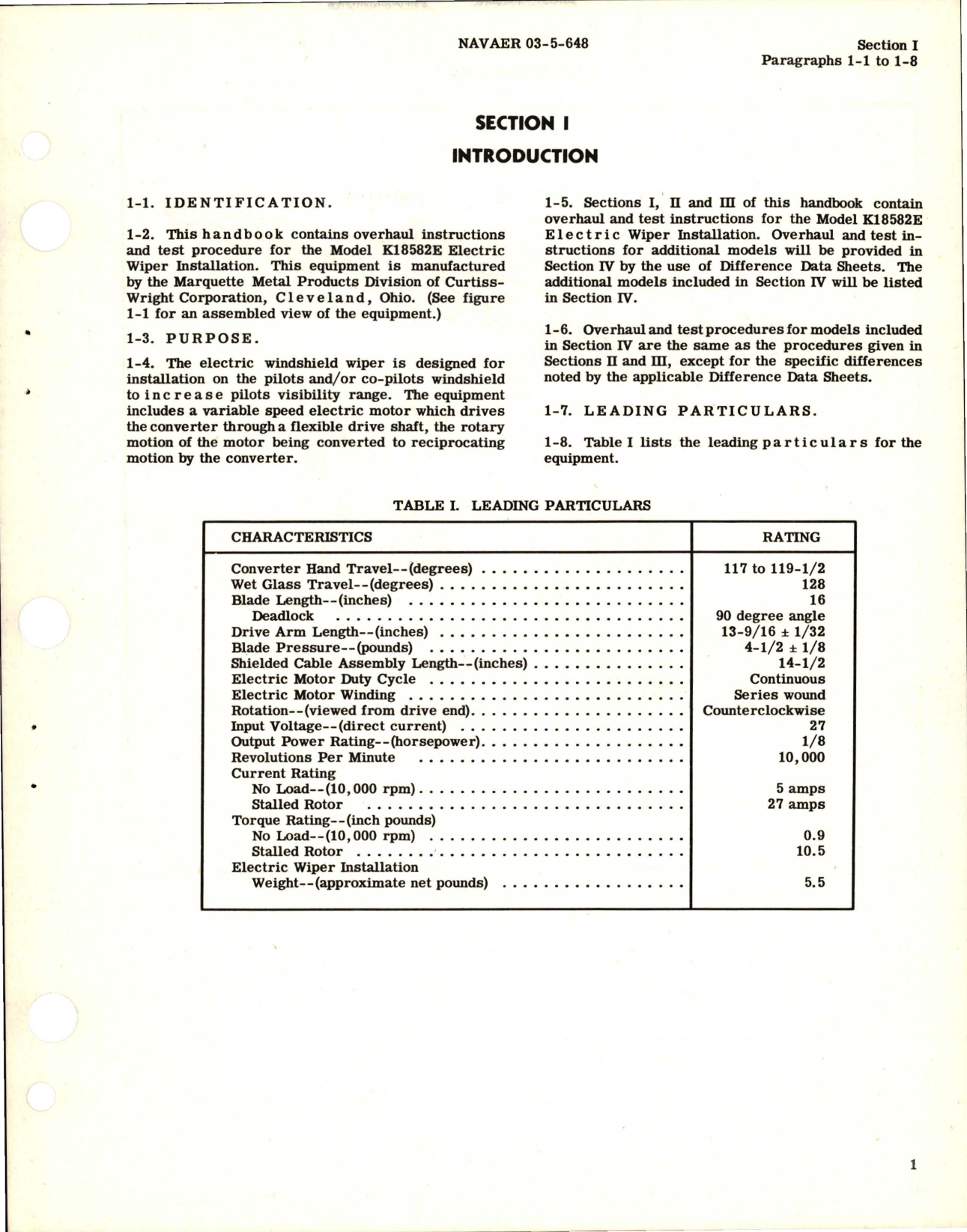 Sample page 5 from AirCorps Library document: Overhaul Instructions for Electric Wiper Installation - Model K18582E 