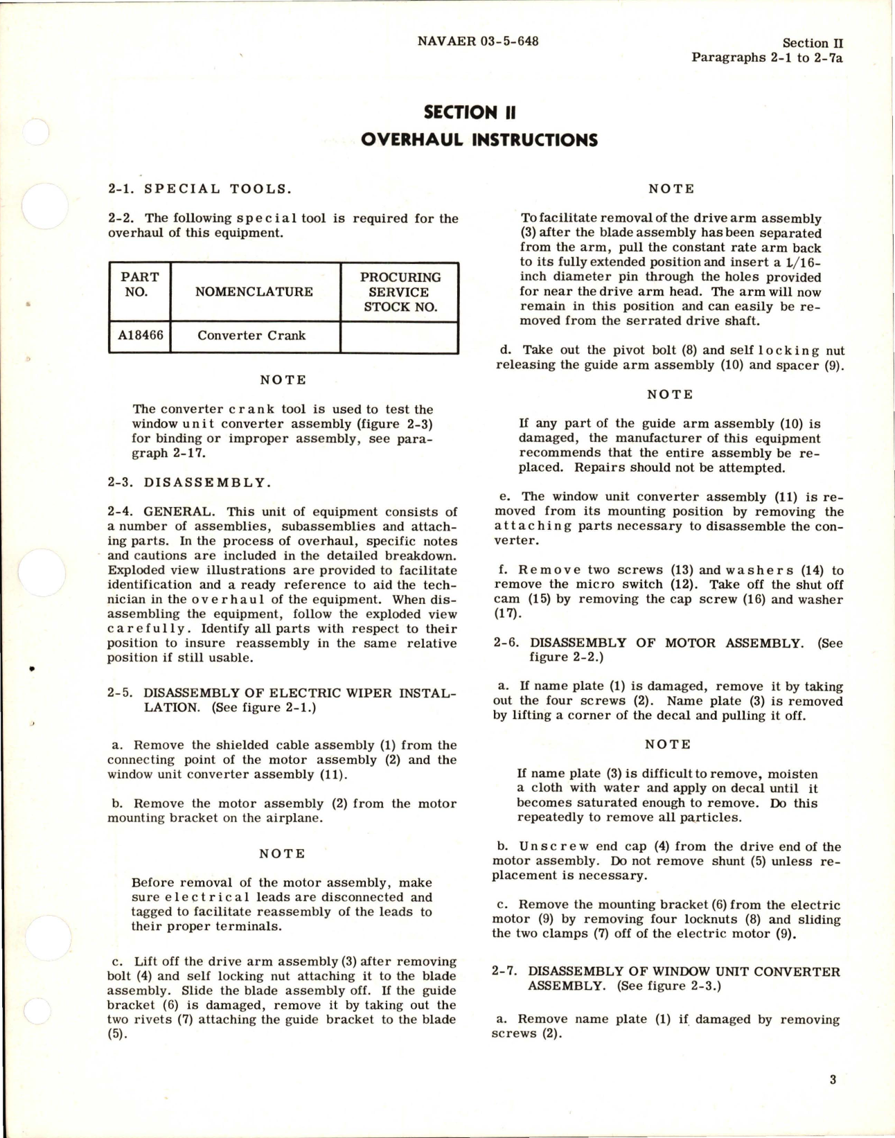 Sample page 7 from AirCorps Library document: Overhaul Instructions for Electric Wiper Installation - Model K18582E 