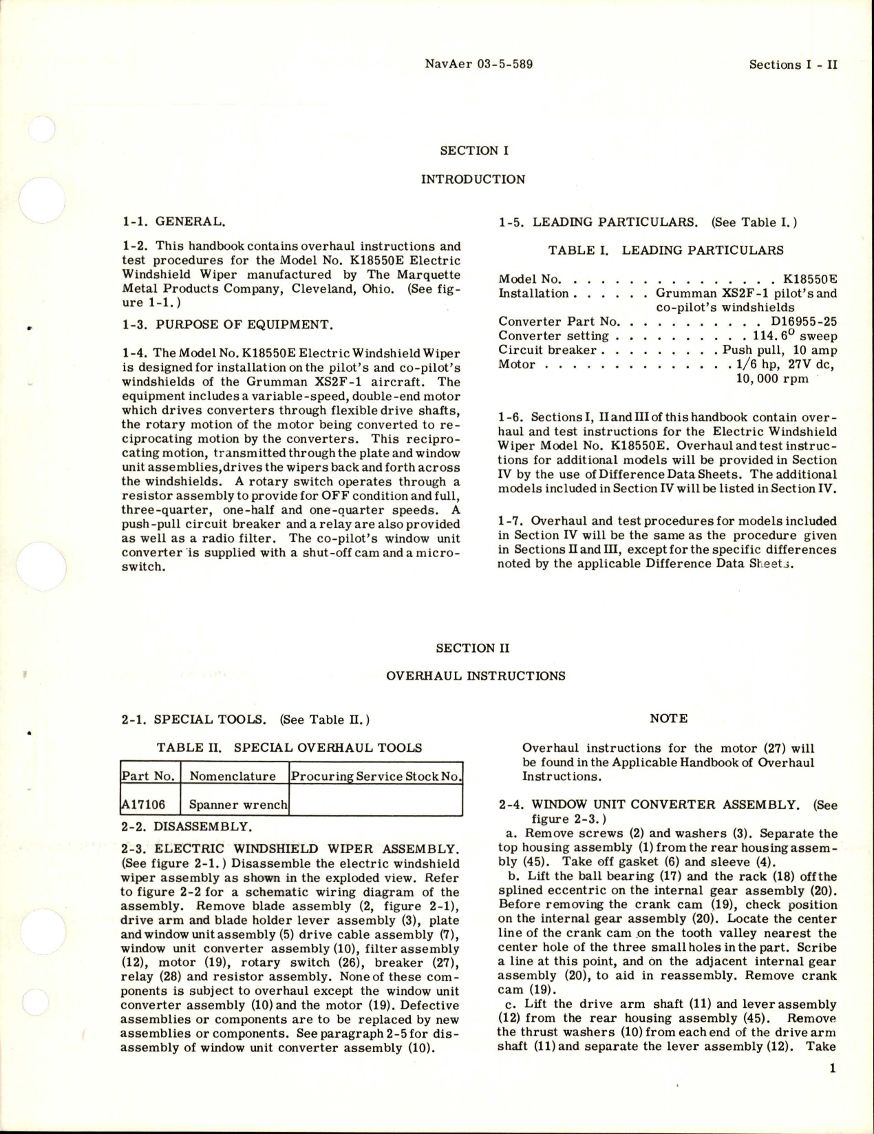 Sample page 5 from AirCorps Library document: Overhaul Instructions for Electric Windshield Wipers - Part K18550E 