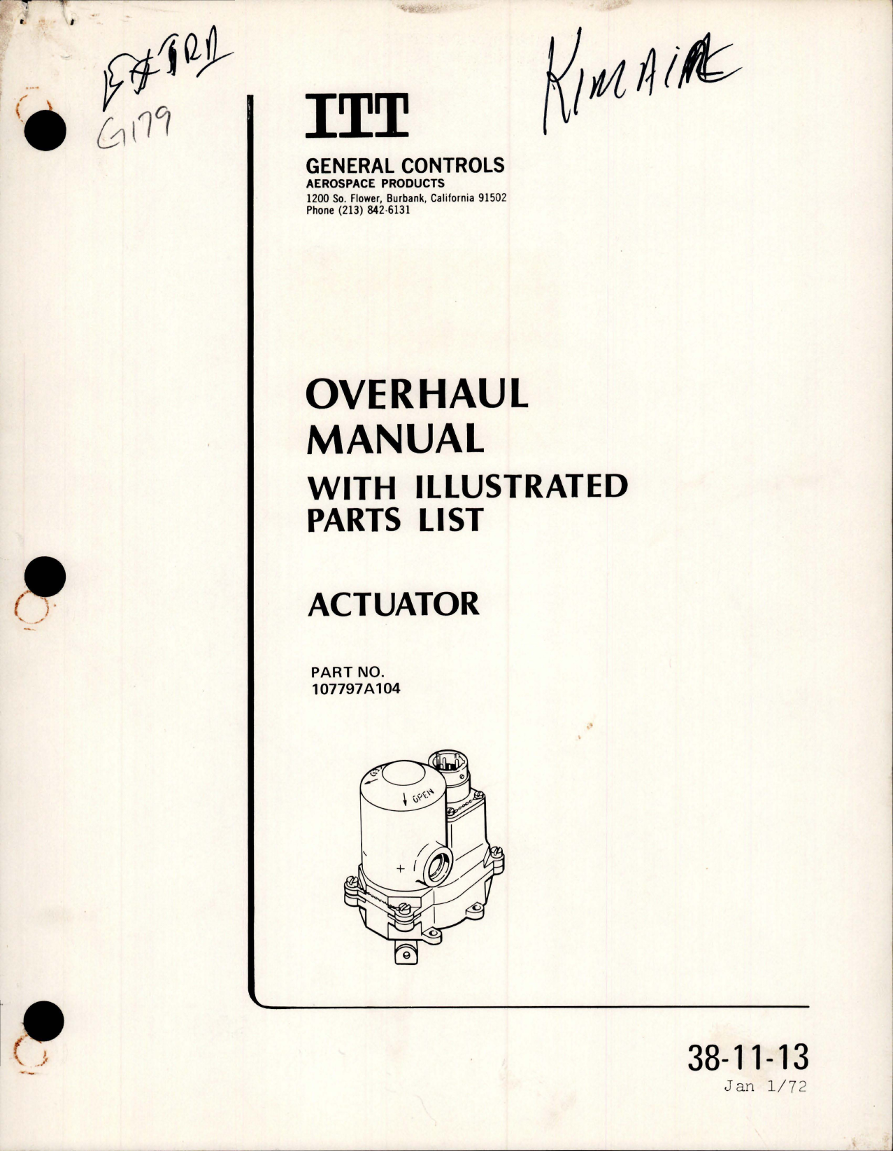 Sample page 1 from AirCorps Library document: Overhaul w Illustrated Parts List for Actuator - Part 107797A104 
