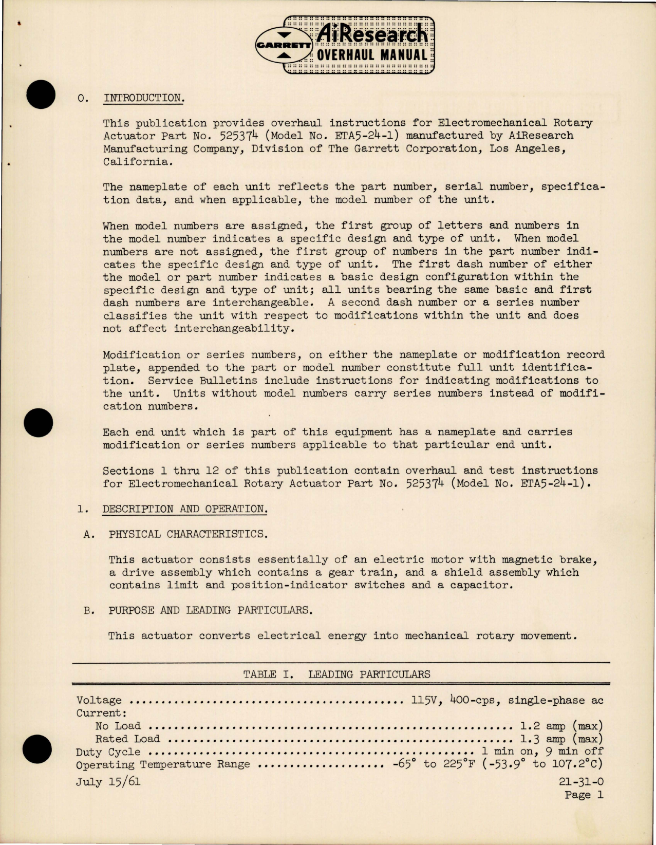 Sample page 5 from AirCorps Library document: Overhaul Manual for Electromechanical Rotary Actuator - Part 525374 