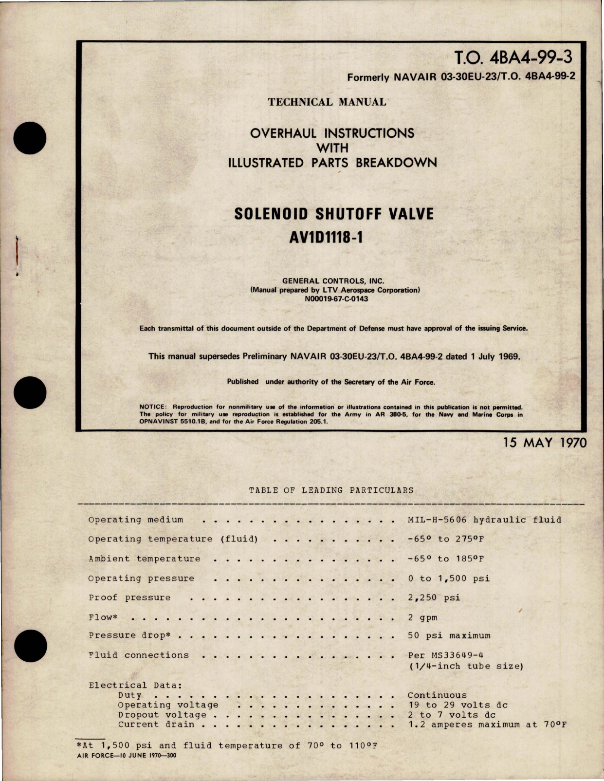 Sample page 1 from AirCorps Library document: Overhaul Instructions with Parts for Solenoid Shutoff Valve - AV1D1118-1 