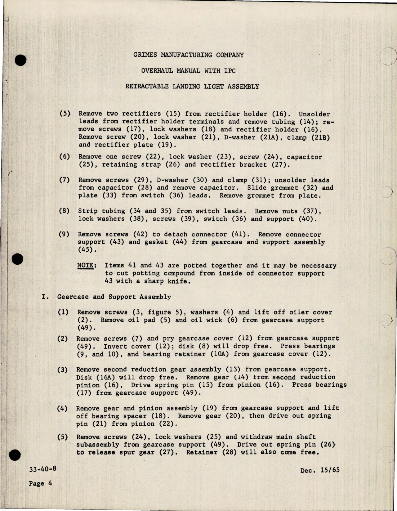 Sample page 7 from AirCorps Library document: Overhaul Manual for Retractable Landing Light Assembly - Parts 45-0057-1 and 45-0057-3