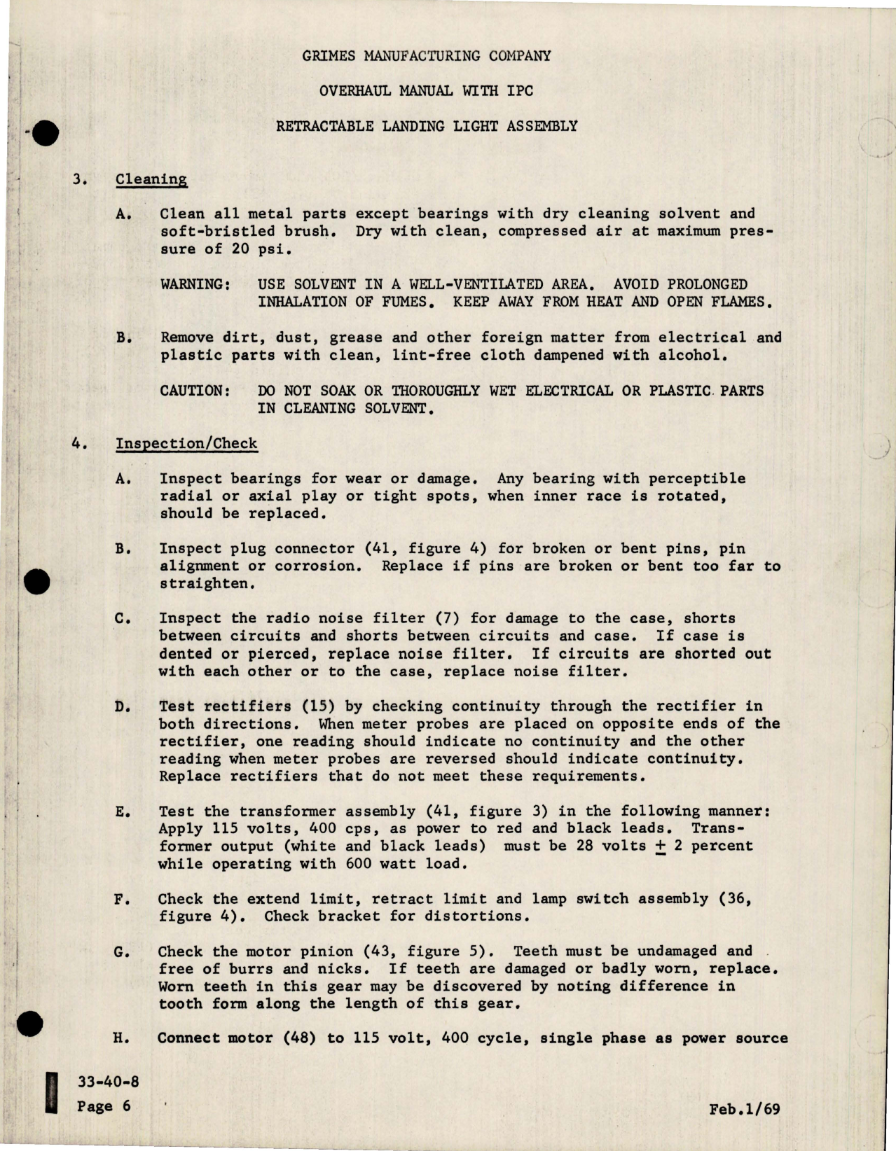 Sample page 9 from AirCorps Library document: Overhaul Manual for Retractable Landing Light Assembly - Parts 45-0057-1 and 45-0057-3