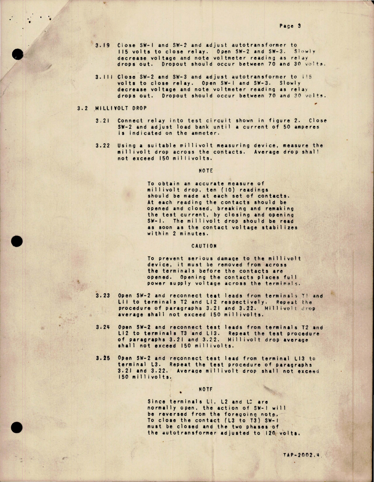 Sample page 5 from AirCorps Library document: Test and Adjustment Procedure for AC Contactors - Parts BR-138VL, BR-138AJL and BR-138ARL 