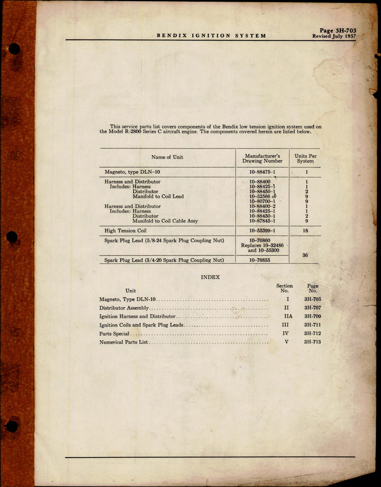 Sample page 5 from AirCorps Library document: Service Parts List for Bendix Low Tension High Altitude Ignition System