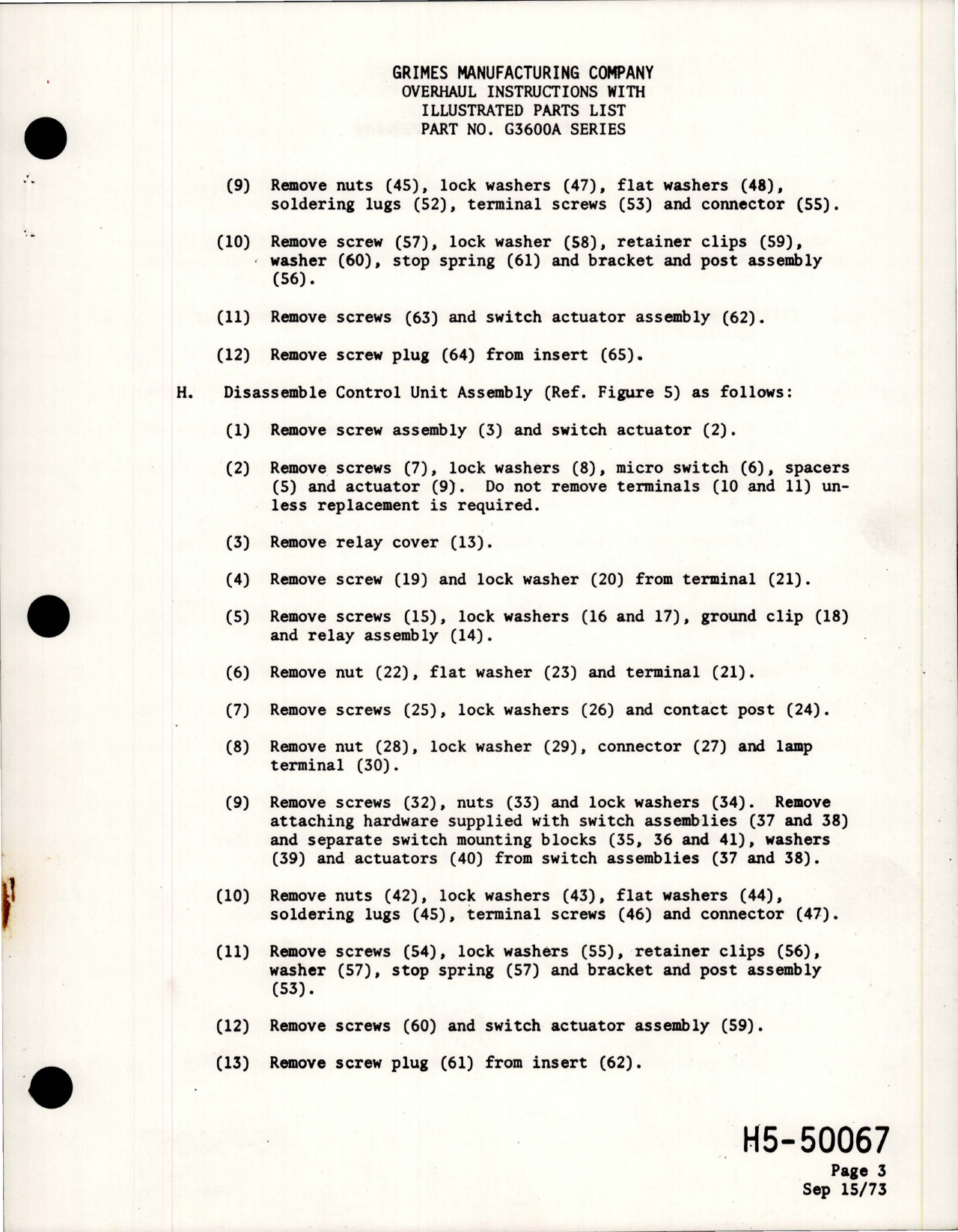 Sample page 5 from AirCorps Library document: Overhaul Instructions with Illustrated Parts List for Landing Light - Part G3600A Series 