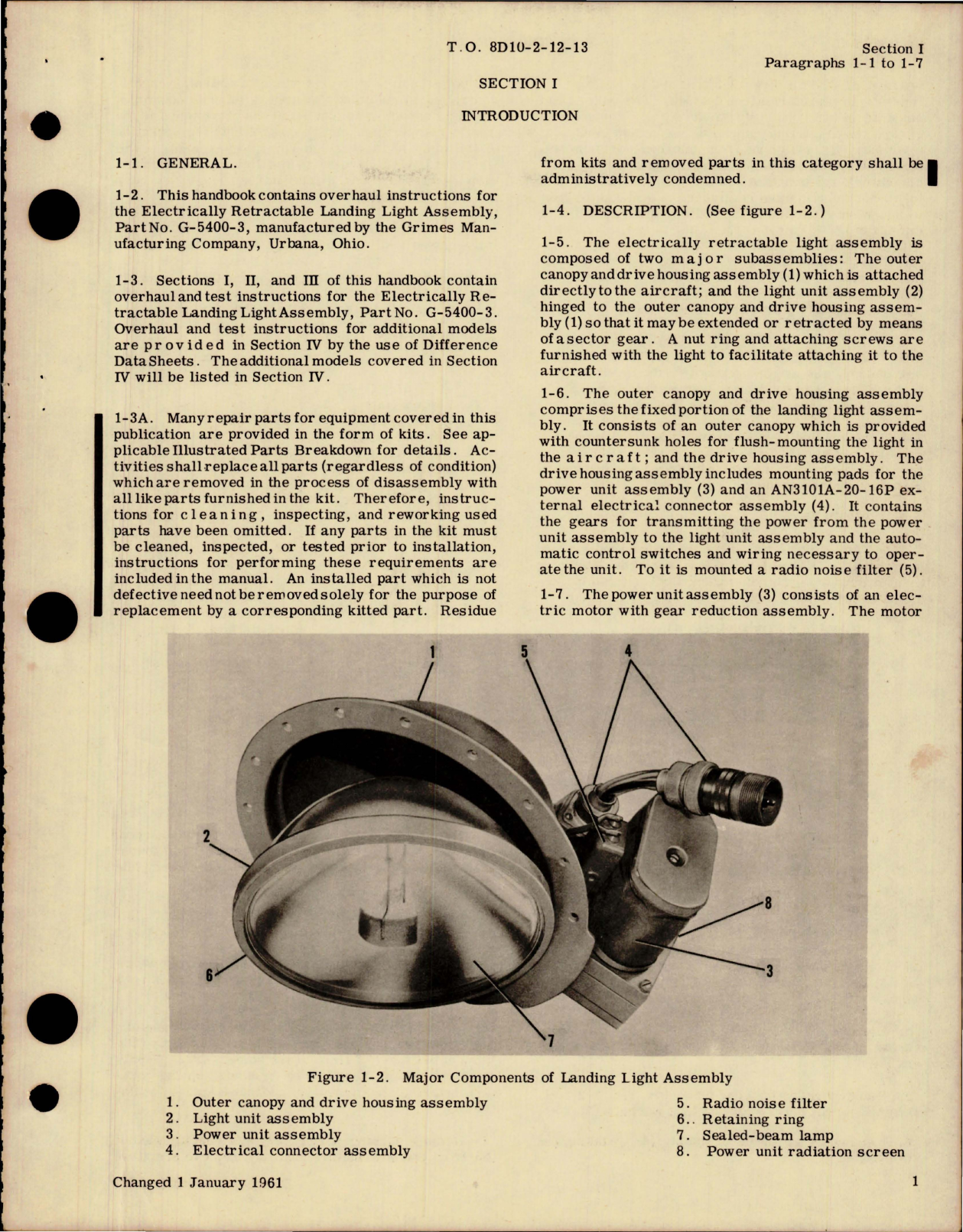 Sample page 5 from AirCorps Library document: Overhaul Instructions for Electrically Retractable Landing Light Assemblies