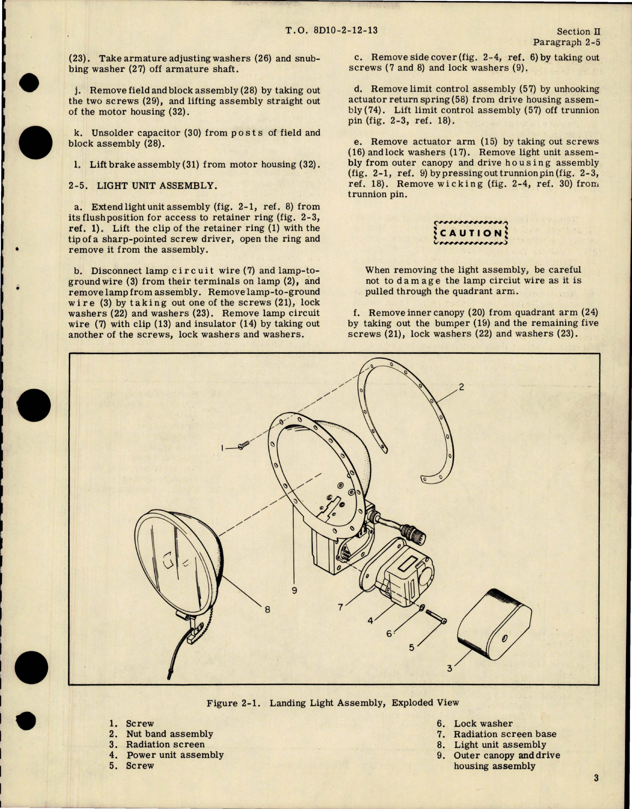 Sample page 7 from AirCorps Library document: Overhaul Instructions for Electrically Retractable Landing Light Assemblies