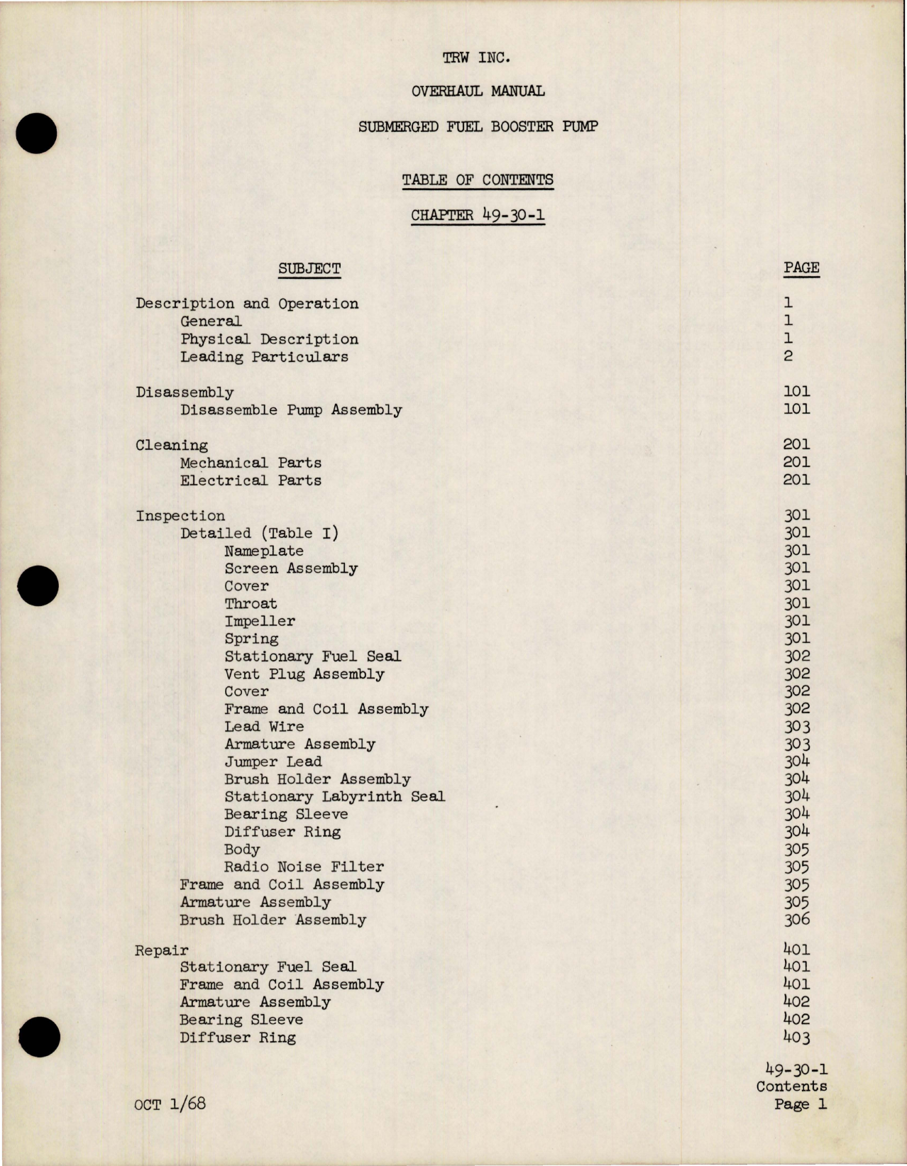 Sample page 5 from AirCorps Library document: Overhaul Instructions w Parts Catalog for Submerged Fuel Booster Pump - 258800-3 and 258800-5