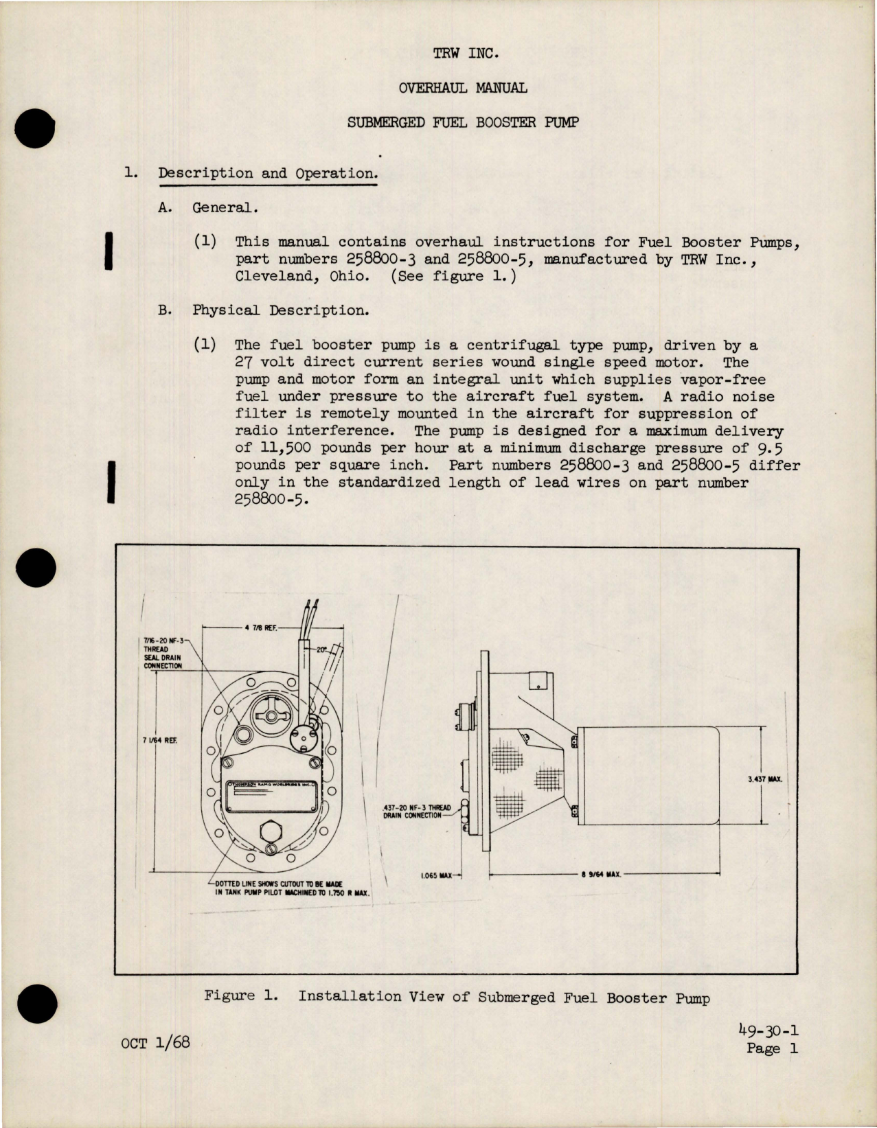 Sample page 7 from AirCorps Library document: Overhaul Instructions w Parts Catalog for Submerged Fuel Booster Pump - 258800-3 and 258800-5