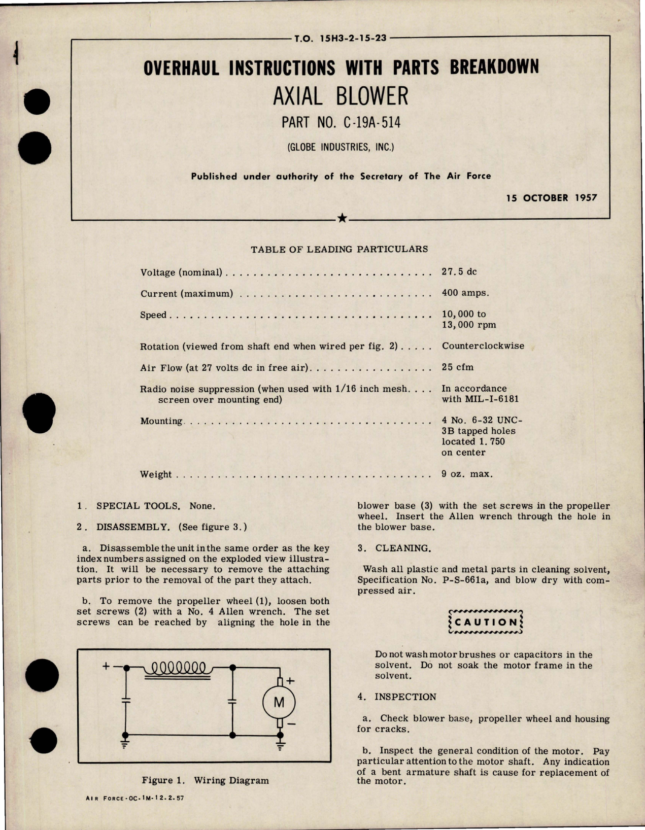 Sample page 1 from AirCorps Library document: Overhaul Instructions with Parts for Axial Blower - Part C-19A-514 