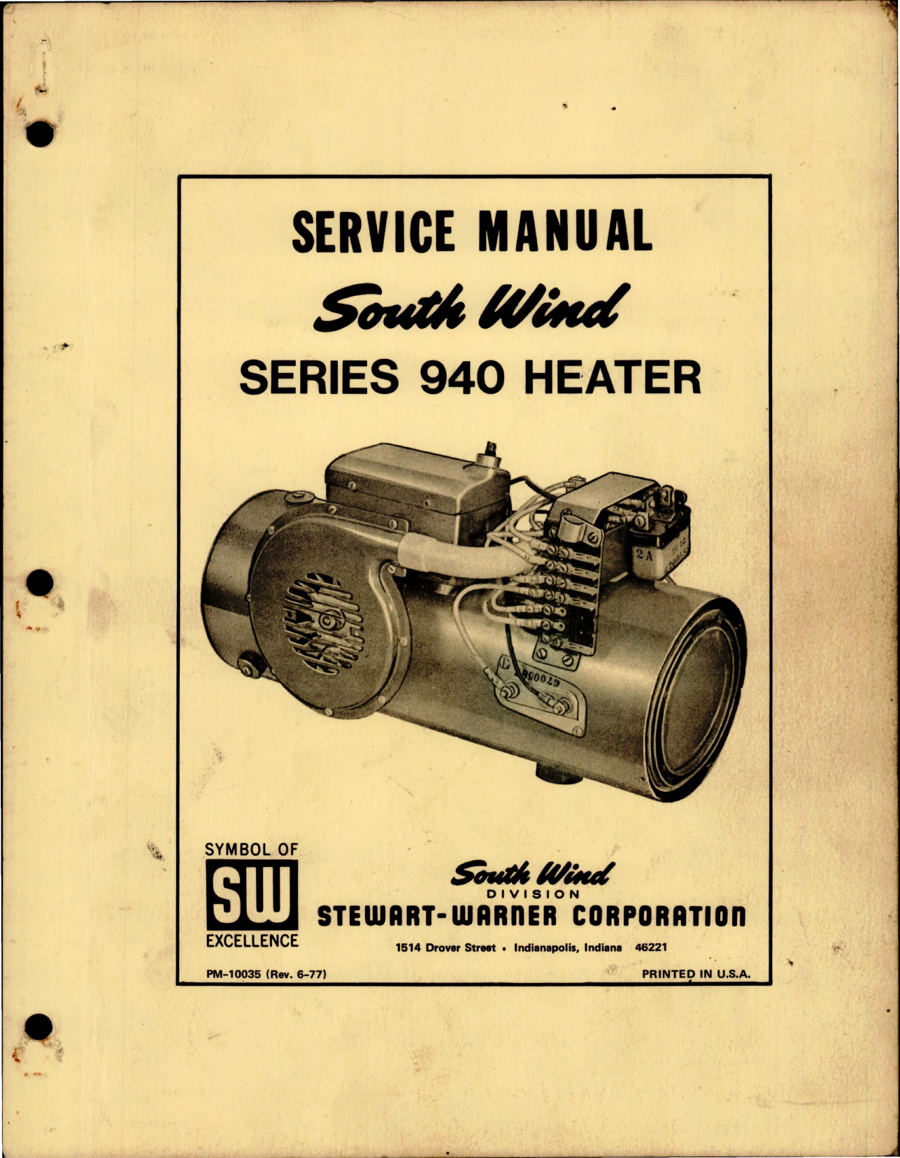 Sample page 1 from AirCorps Library document: Service Manual for South Wind Series 940 Heater 