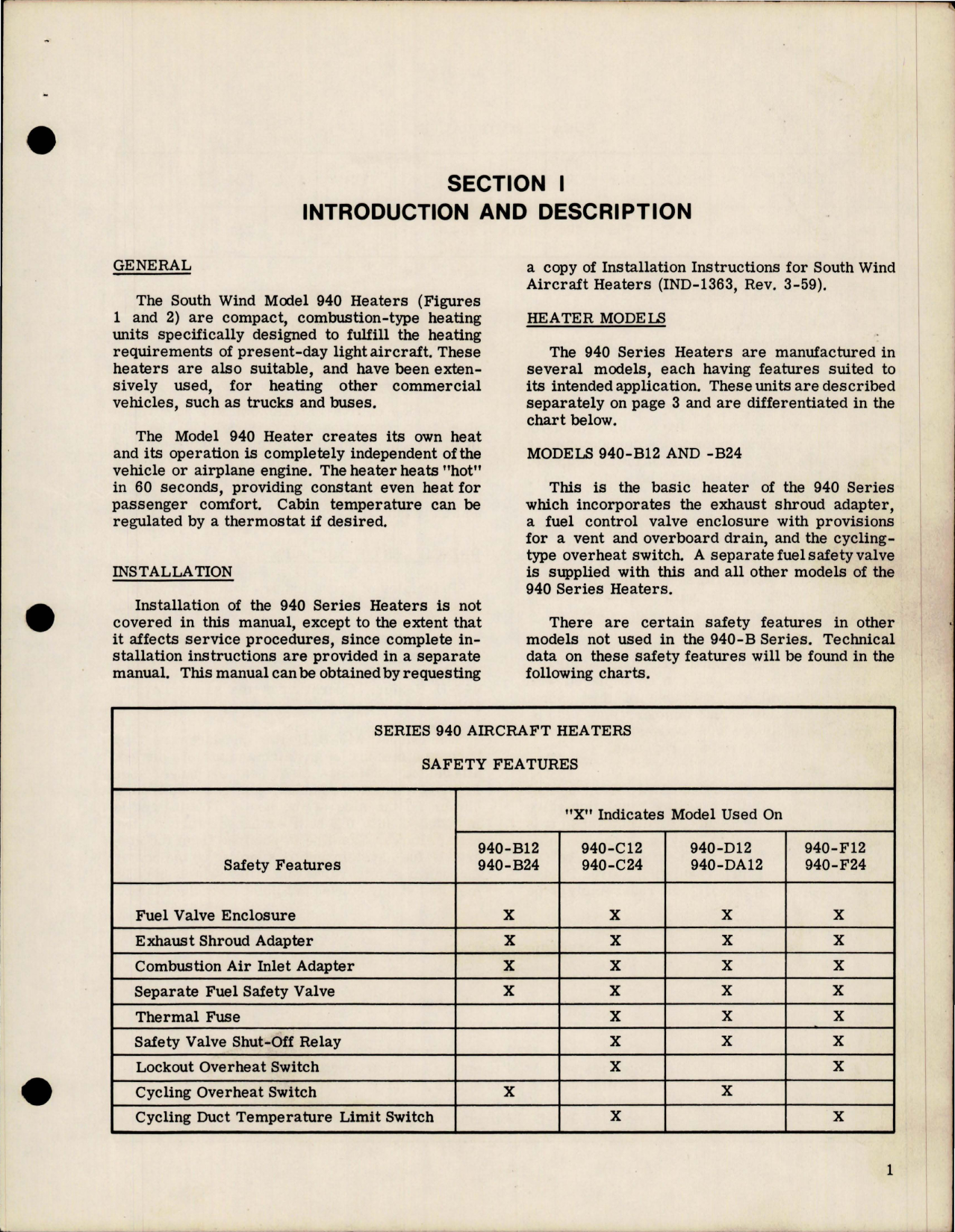 Sample page 9 from AirCorps Library document: Service Manual for South Wind Series 940 Heater 