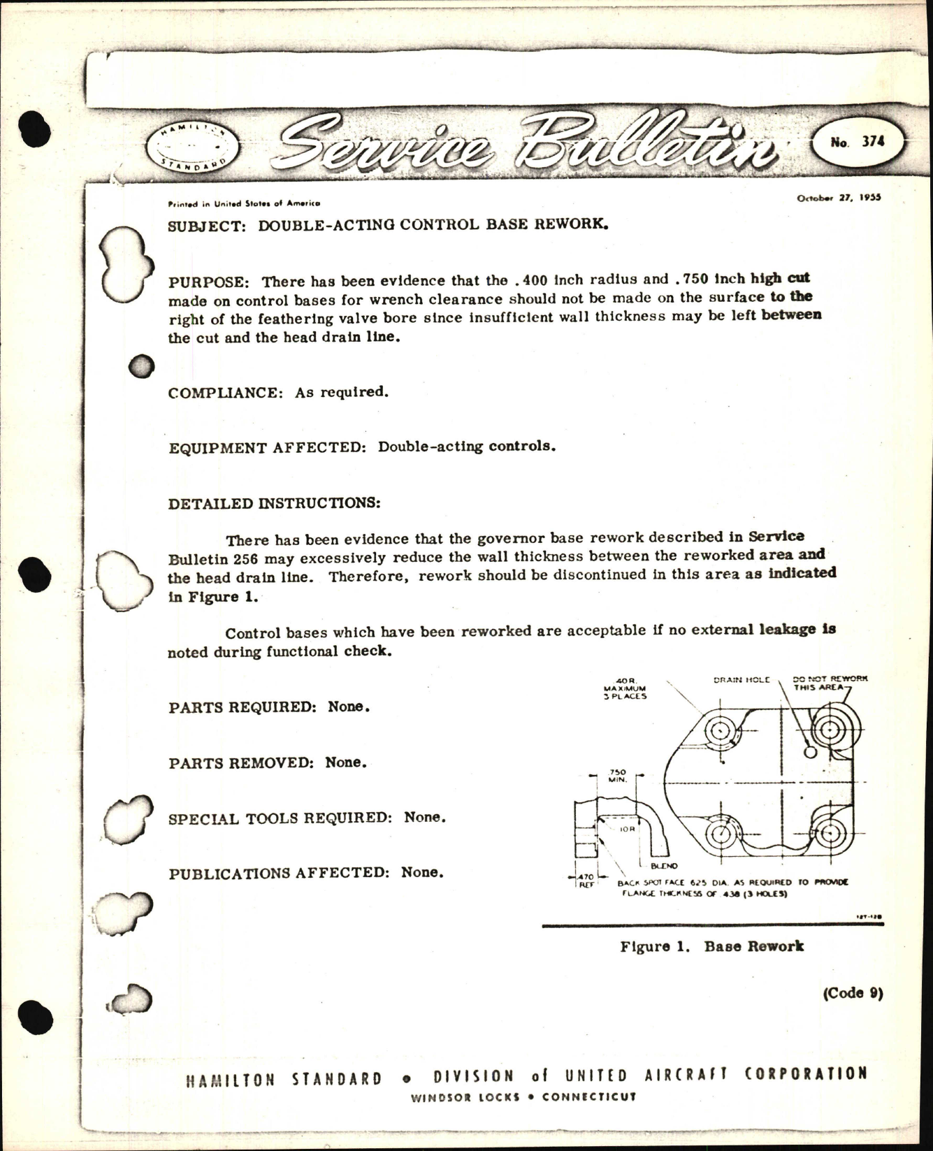 Sample page 1 from AirCorps Library document: Double-Acting Control Base Rework