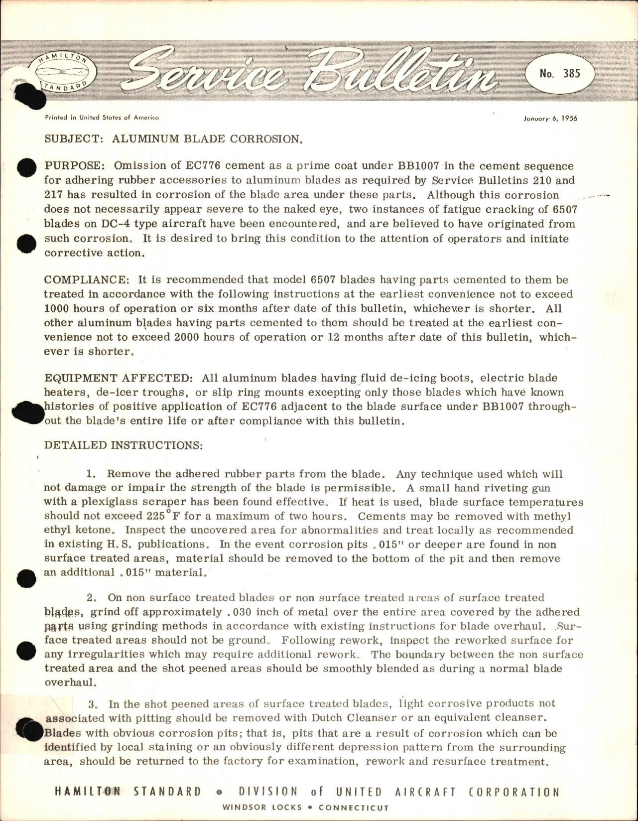 Sample page 1 from AirCorps Library document: Aluminum Blade Corrosion