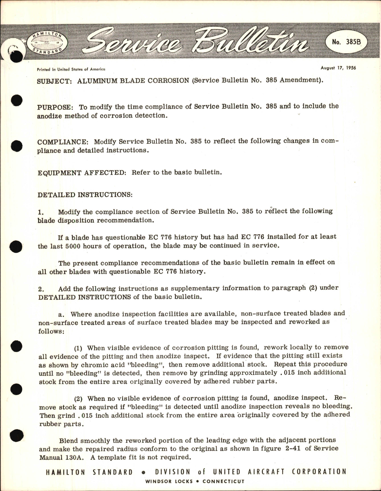 Sample page 1 from AirCorps Library document: Aluminum Blade Corrosion