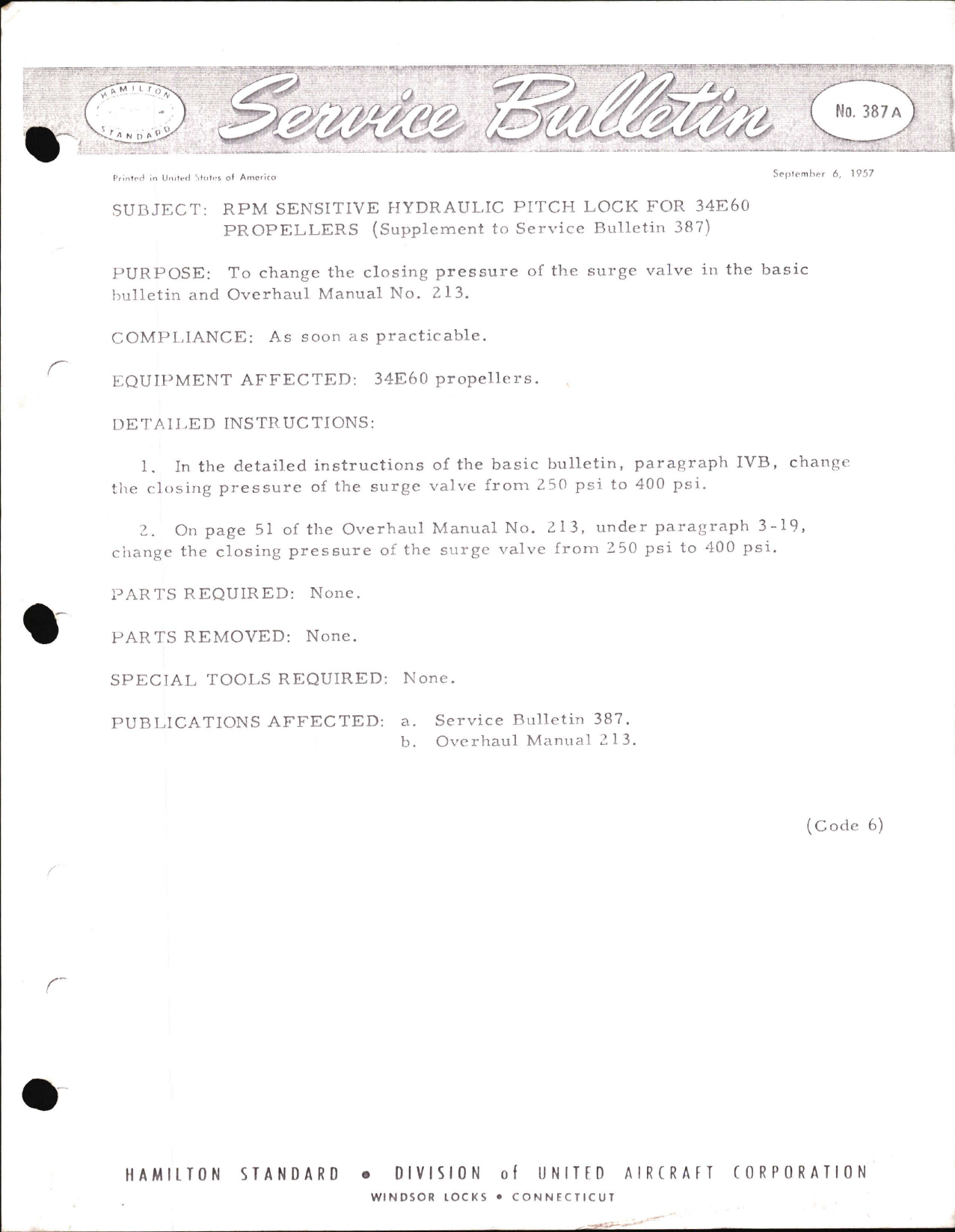 Sample page 1 from AirCorps Library document: RPM Sensitive Hydraulic Pitch Lock for 34E60 Propellers