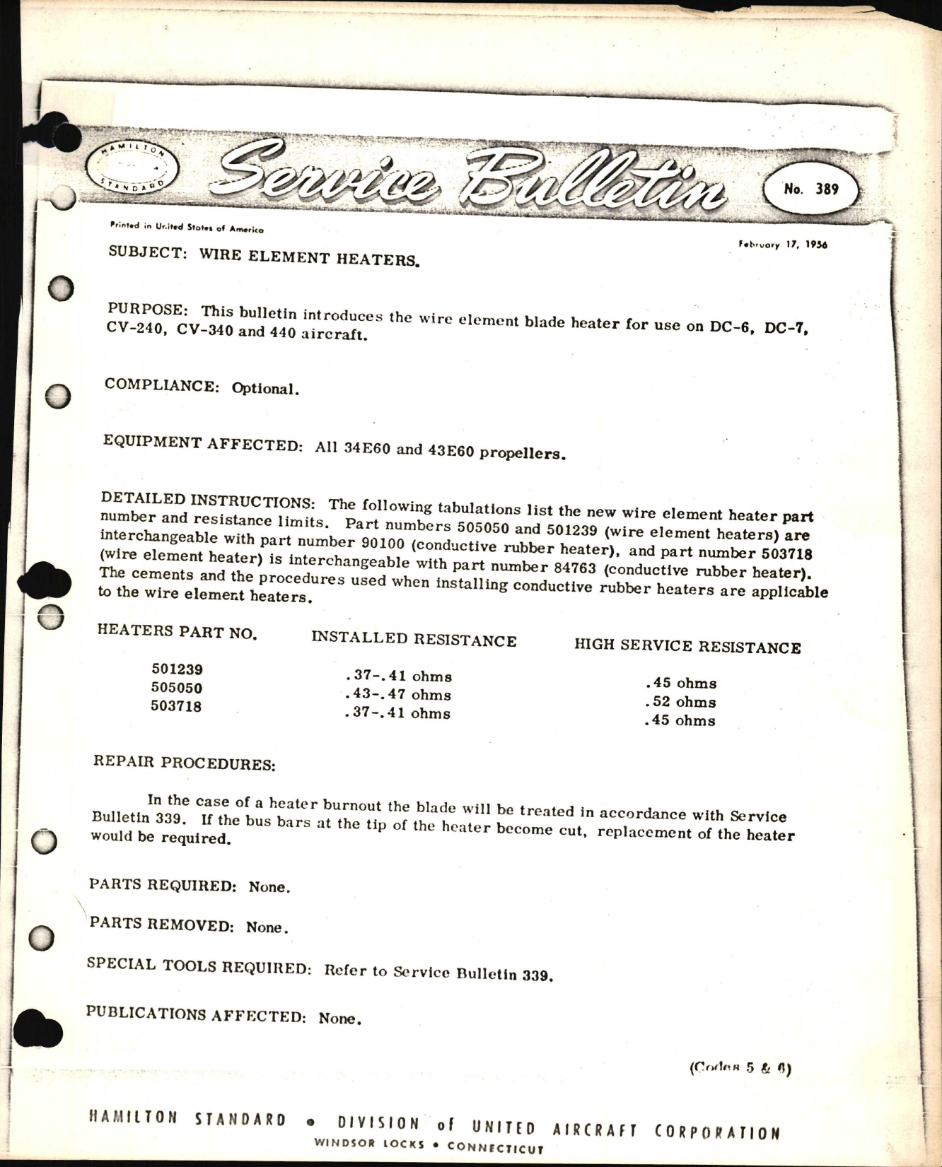 Sample page 1 from AirCorps Library document: Wire Element Heaters