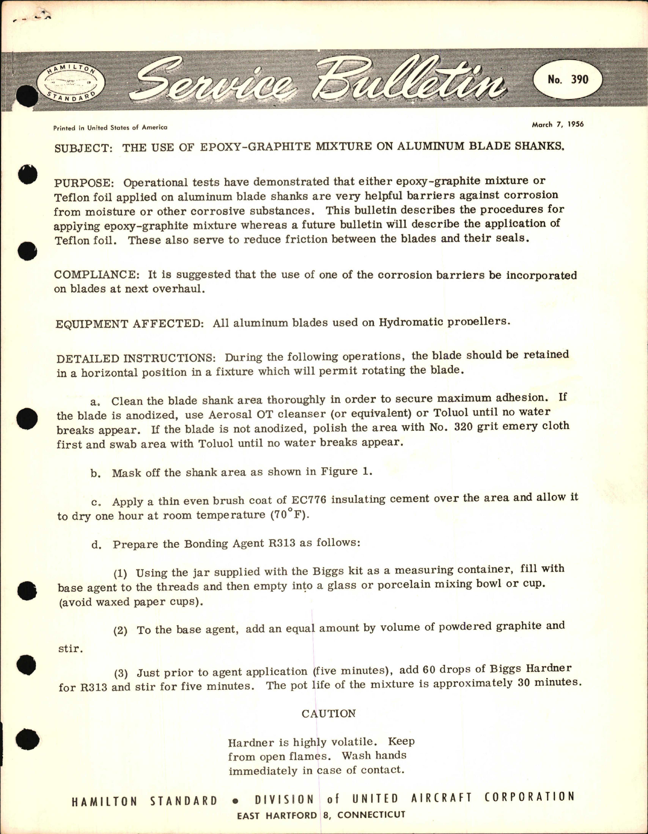 Sample page 1 from AirCorps Library document: The Use of Epoxy-Graphite Mixture on Aluminum Blade Shanks