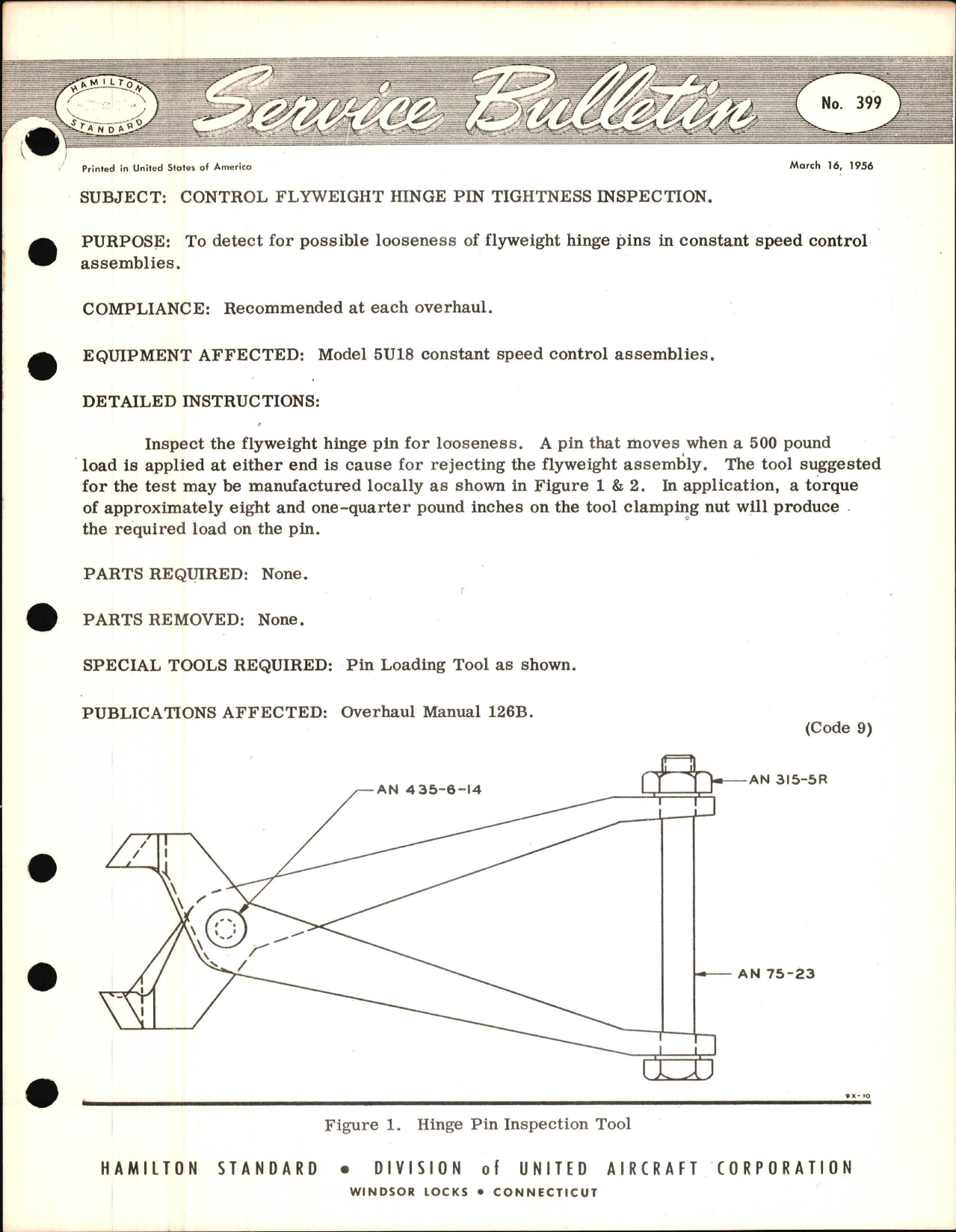 Sample page 1 from AirCorps Library document: Control Flyweight Hinge Pin Tightness Inspection
