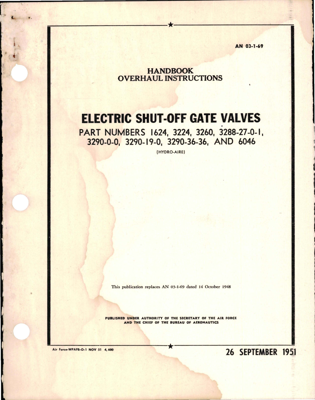 Sample page 1 from AirCorps Library document: Overhaul Instructions for Electric Shut-Off Gate Valves - Parts 
