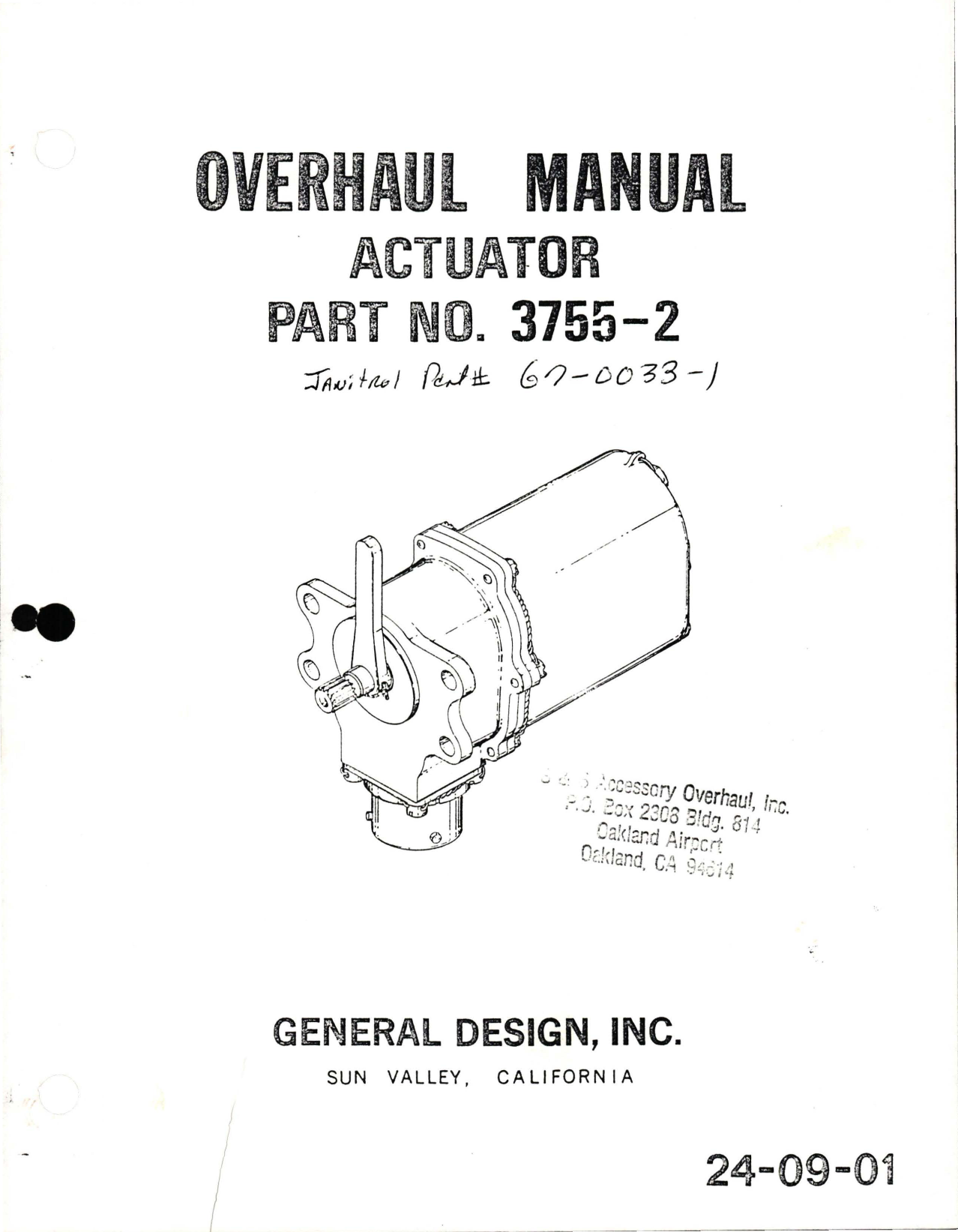 Sample page 1 from AirCorps Library document: Overhaul Manual for Actuator - Part 3755-2