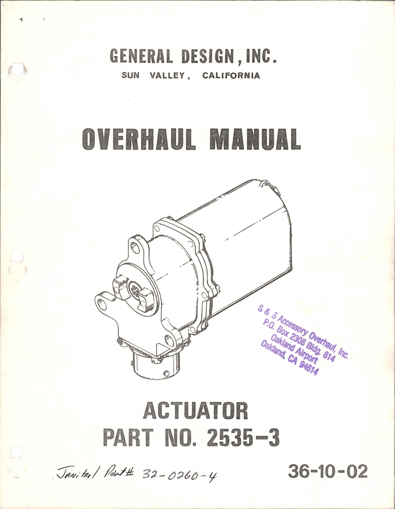 Sample page 1 from AirCorps Library document: Overhaul Manual for Actuator - Part 2535-3