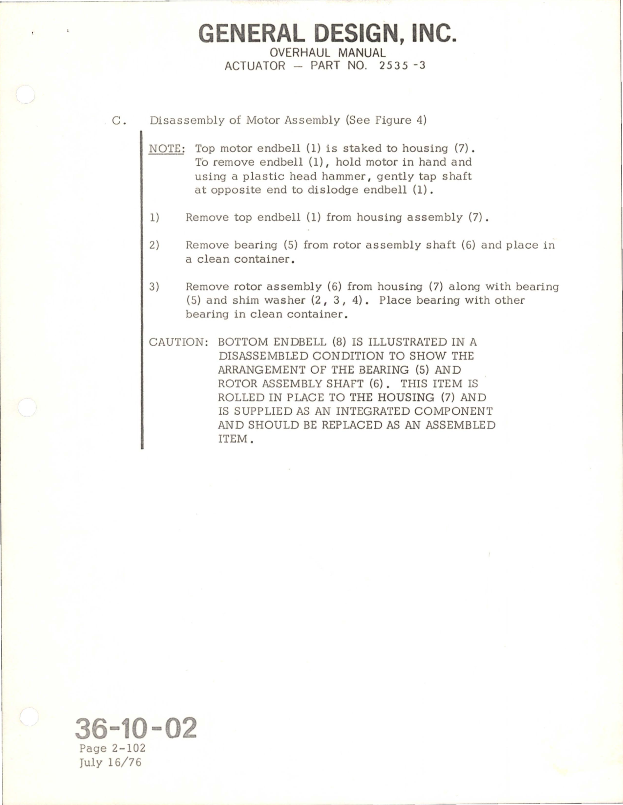 Sample page 5 from AirCorps Library document: Overhaul Manual for Actuator - Part 2535-3